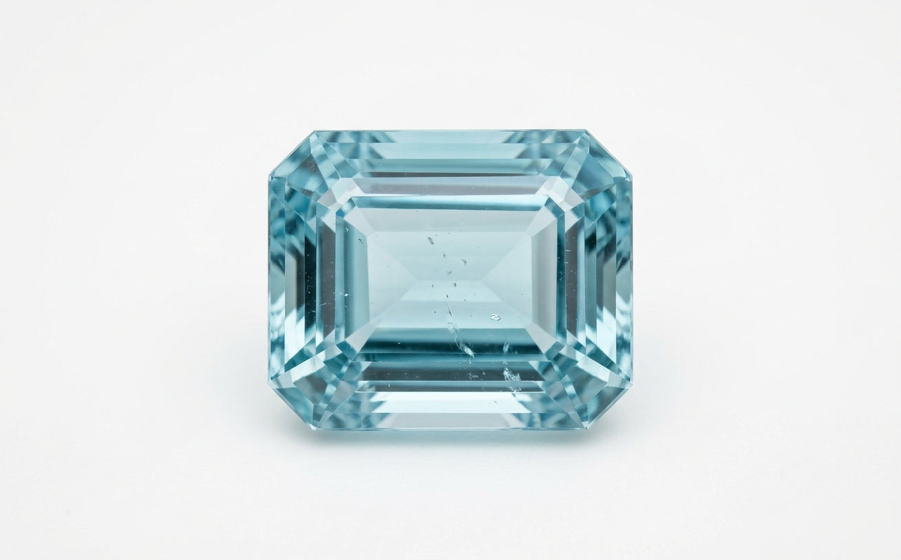 Aquamarine, emerald cut cut