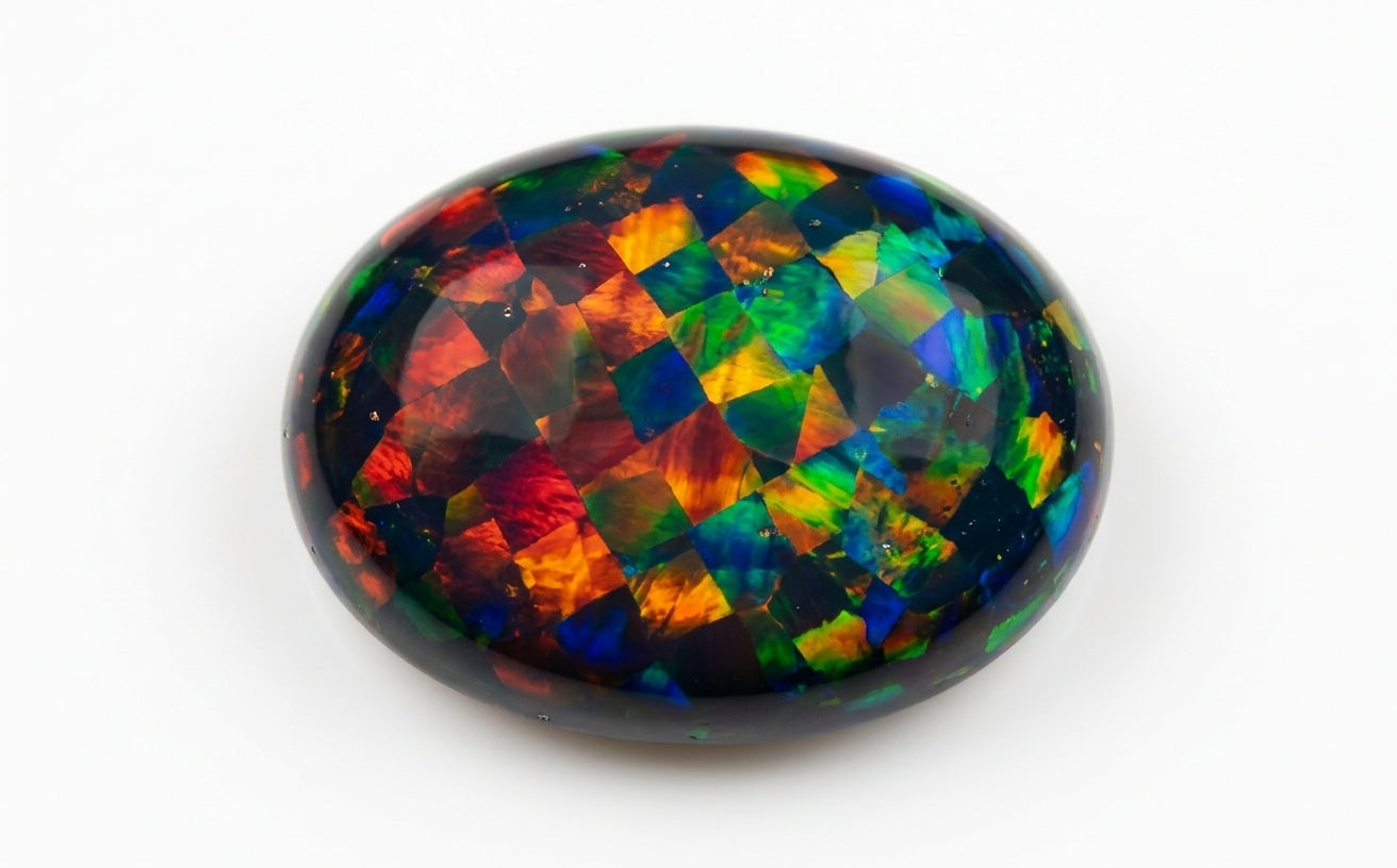 Opal, oval cabochon cut