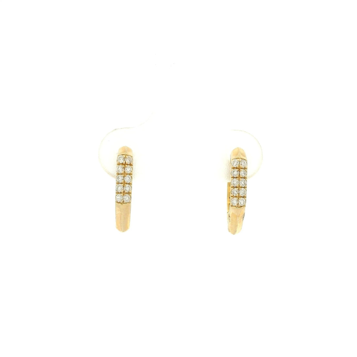 Geometric Shape Double Row Diamond Huggie Hoops - Forever Rox Fine Jewelry