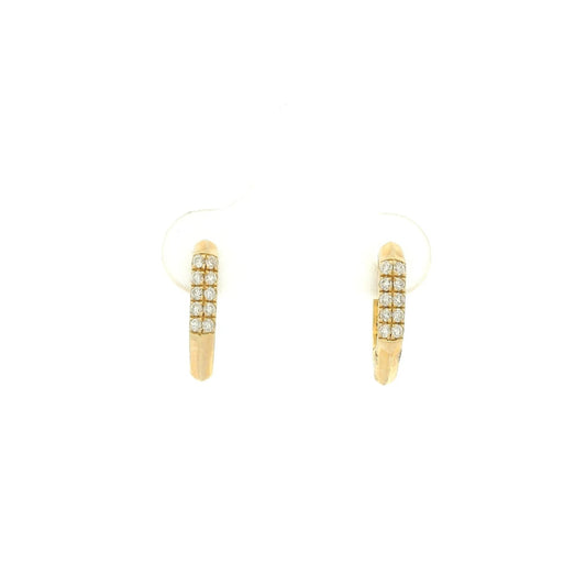 Geometric Shape Double Row Diamond Huggie Hoops - Forever Rox Fine Jewelry