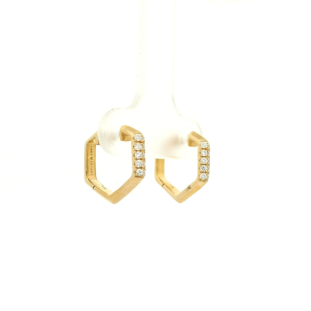 Geometric Shape Double Row Diamond Huggie Hoops - Forever Rox Fine Jewelry