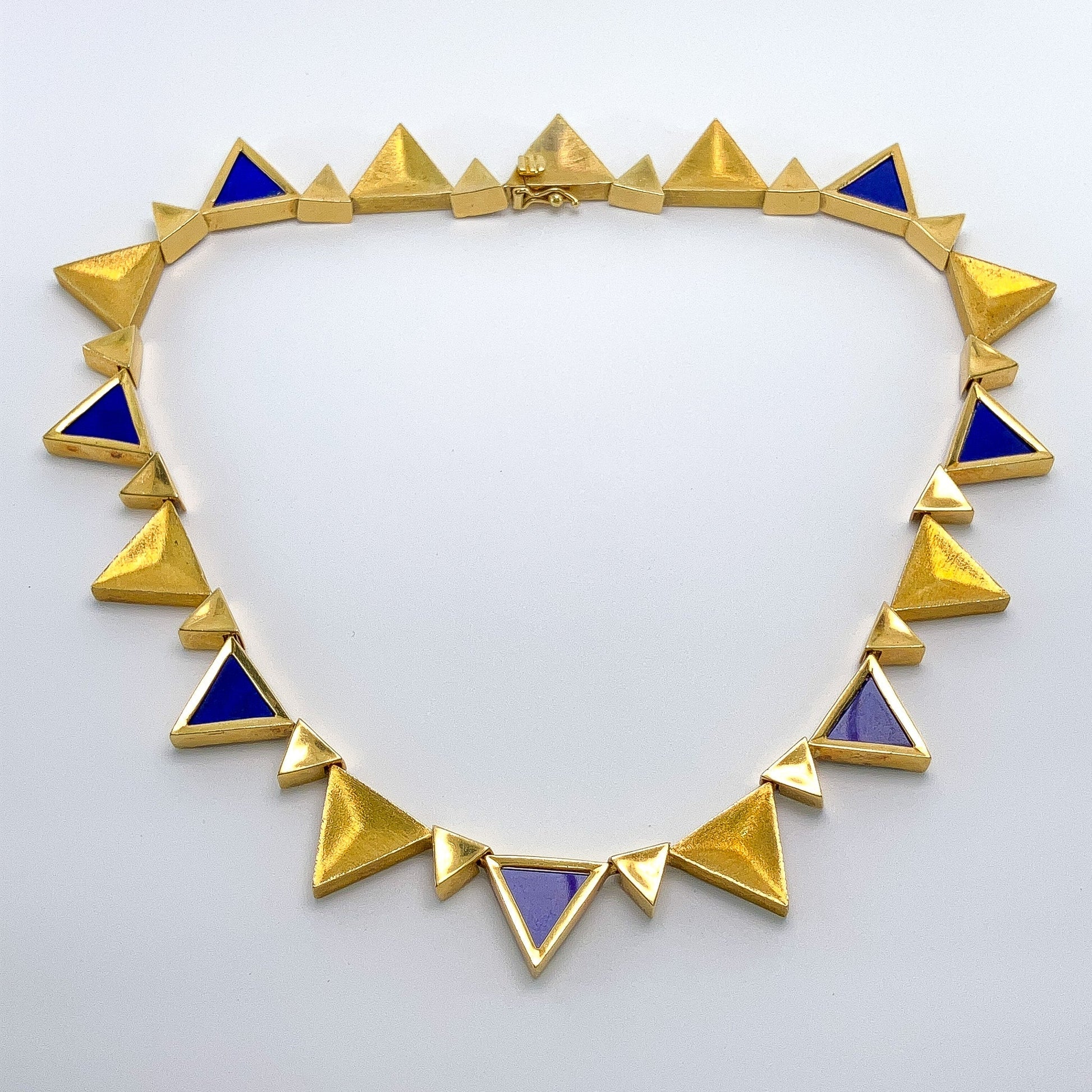Greek Lapis Lazuli Triangle Collar Necklace by Mapamenos Natepas, 18k º - Forever Rox