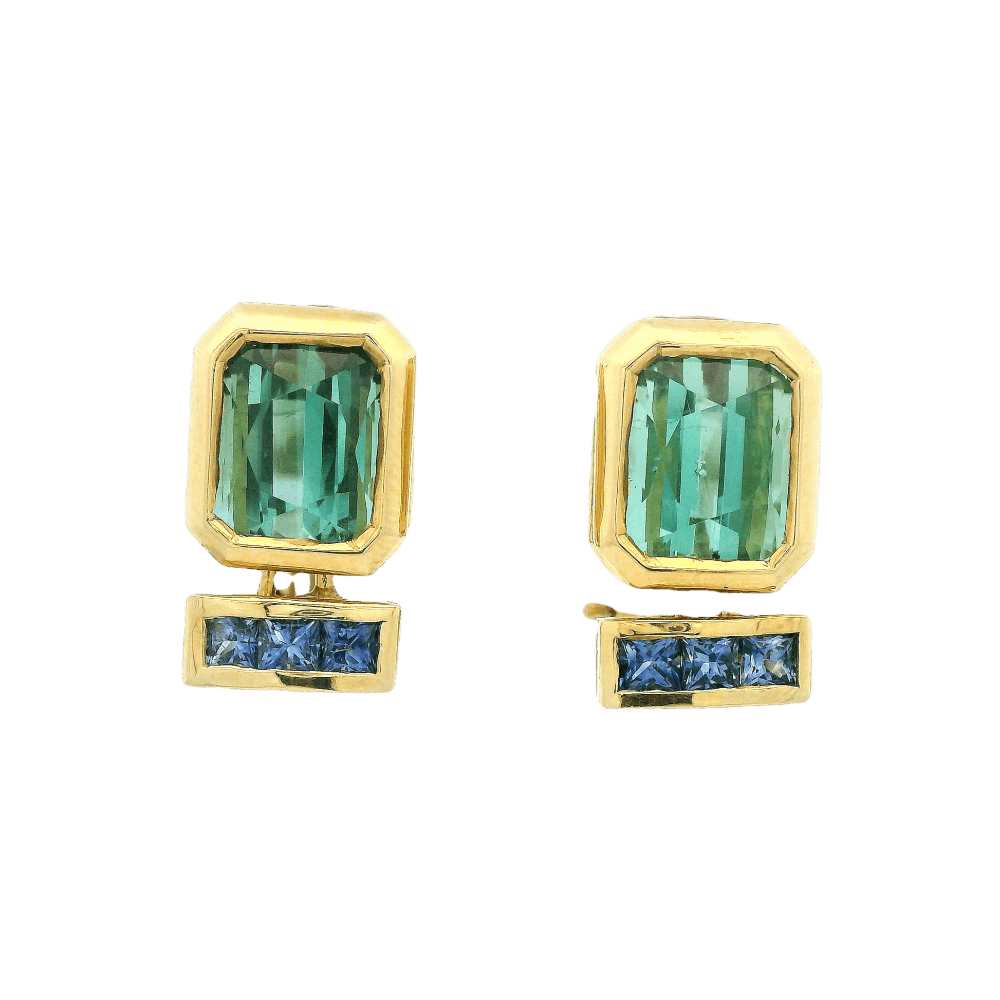Green Tourmaline & Sapphire Earrings - Forever Rox