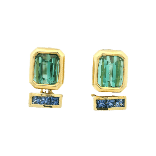 Green Tourmaline & Sapphire Earrings - Forever Rox