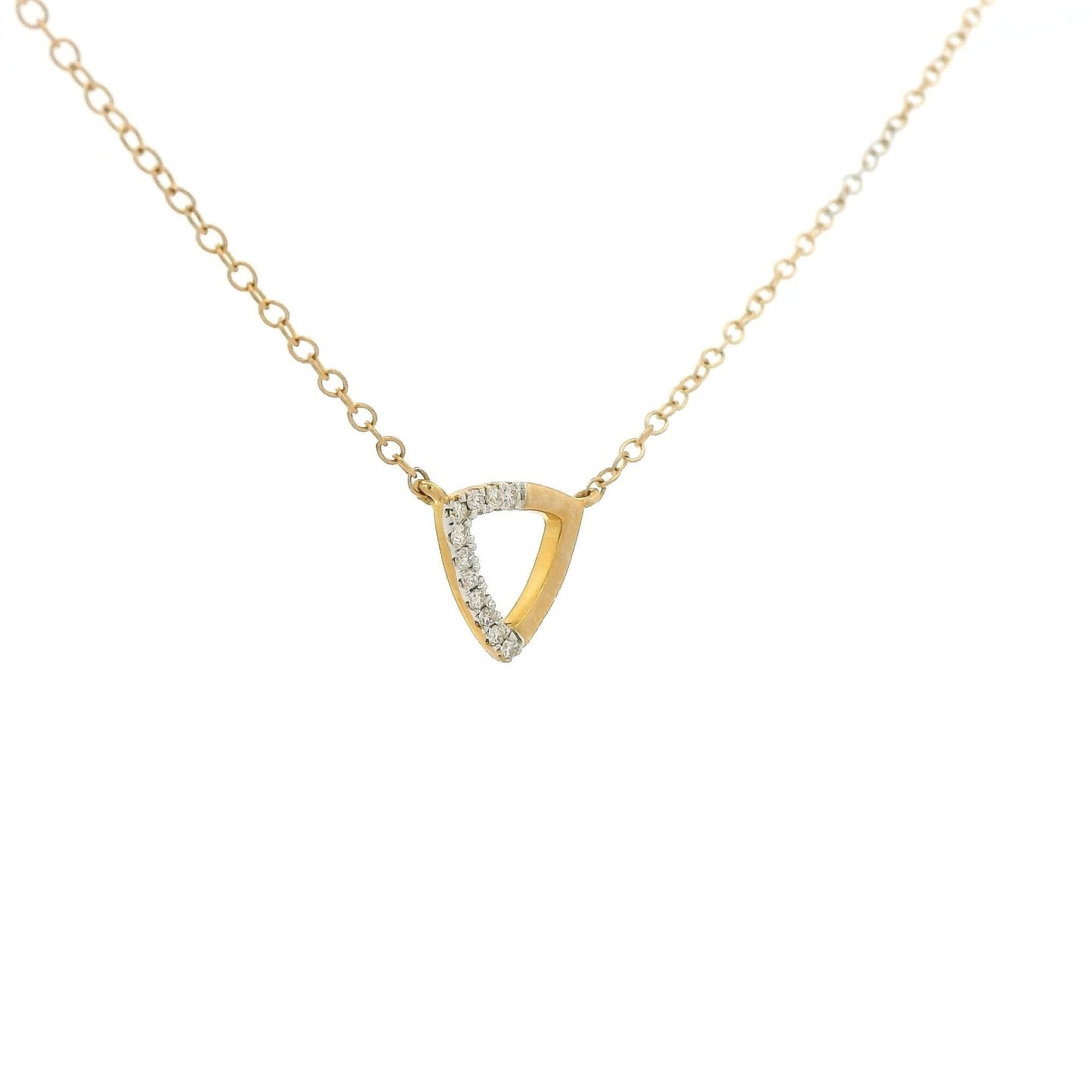 Half Diamond Set Triangle Pendant - Forever Rox Fine Jewelry