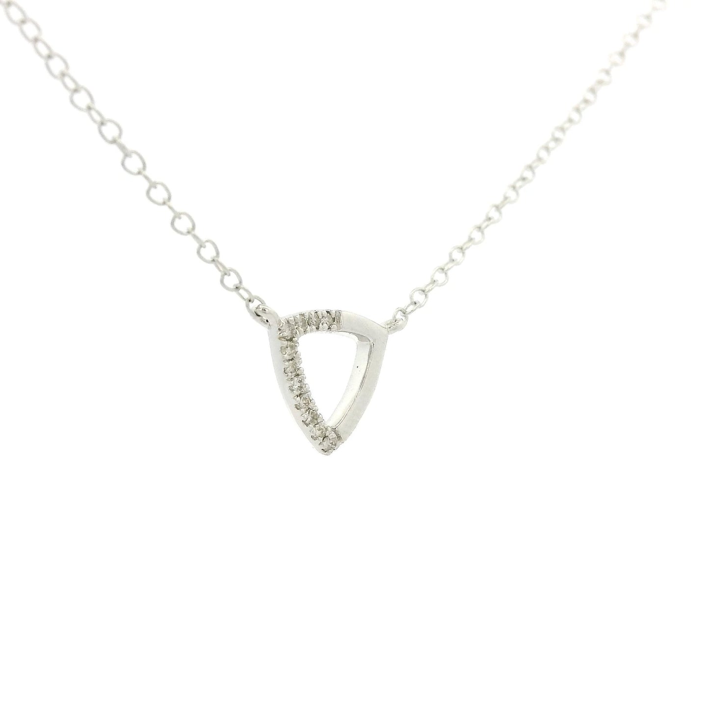Half Diamond Set Triangle Pendant - Forever Rox Fine Jewelry
