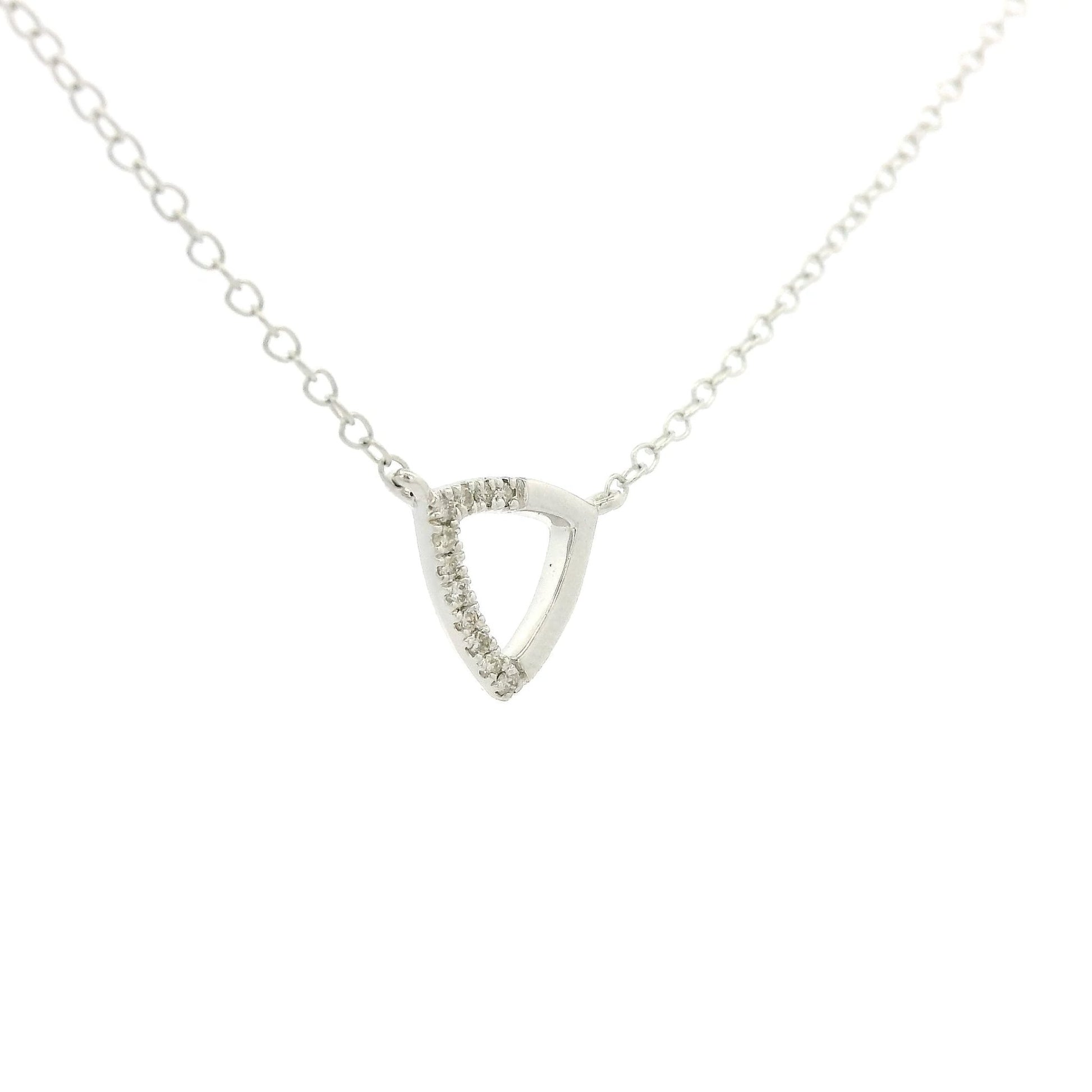 Half Diamond Set Triangle Pendant - Forever Rox Fine Jewelry