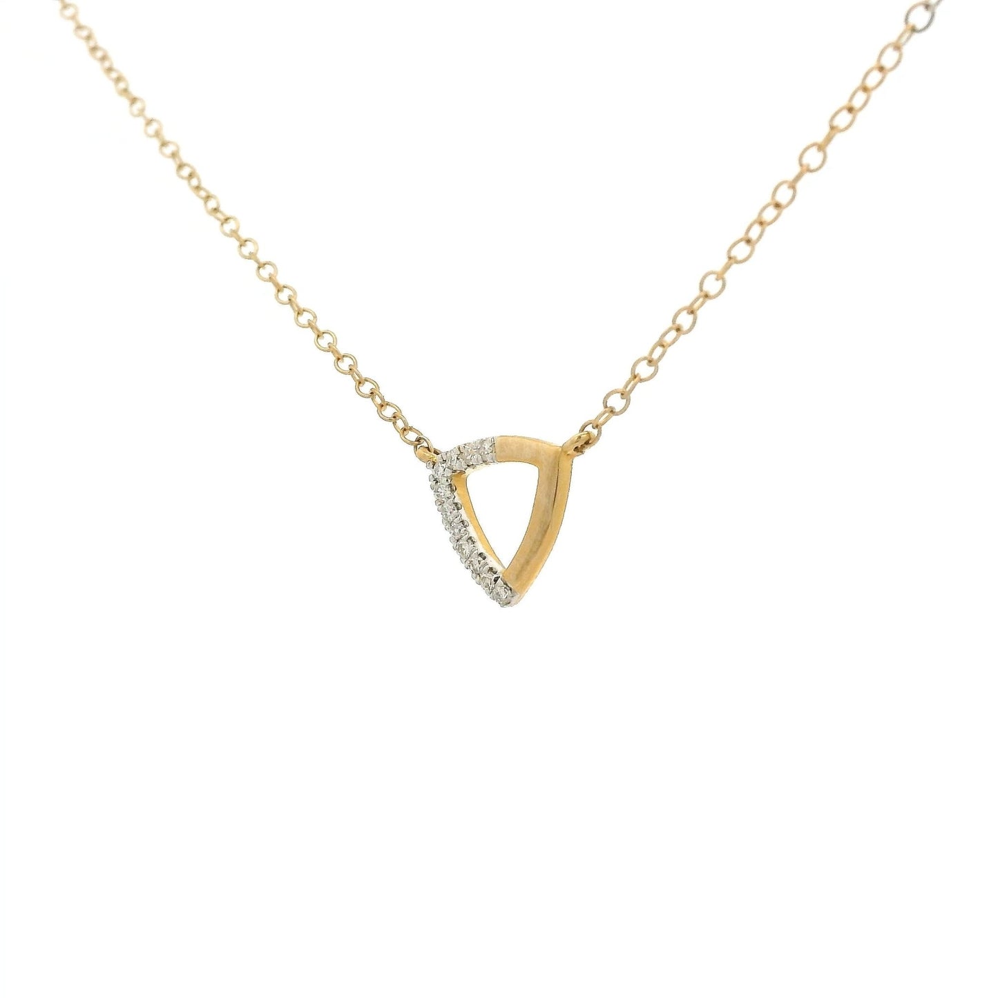 Half Diamond Set Triangle Pendant - Forever Rox Fine Jewelry