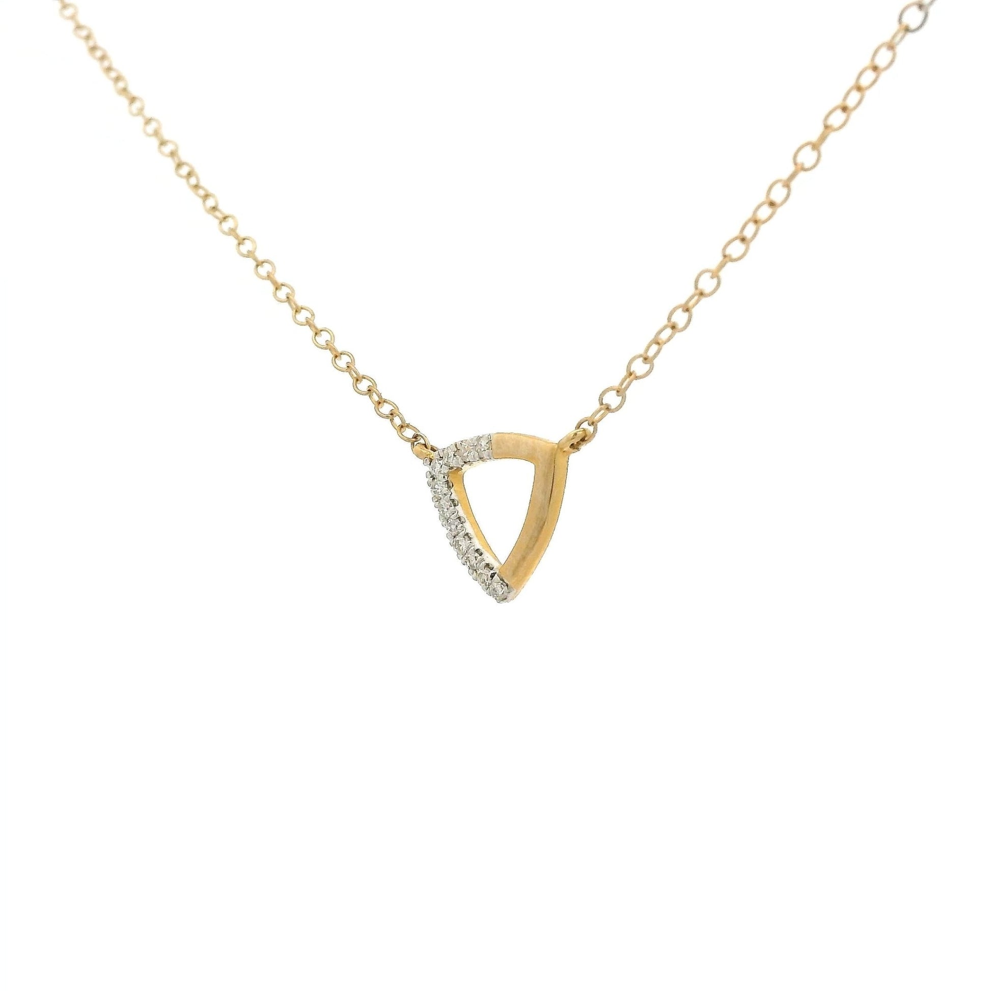 Half Diamond Set Triangle Pendant - Forever Rox Fine Jewelry