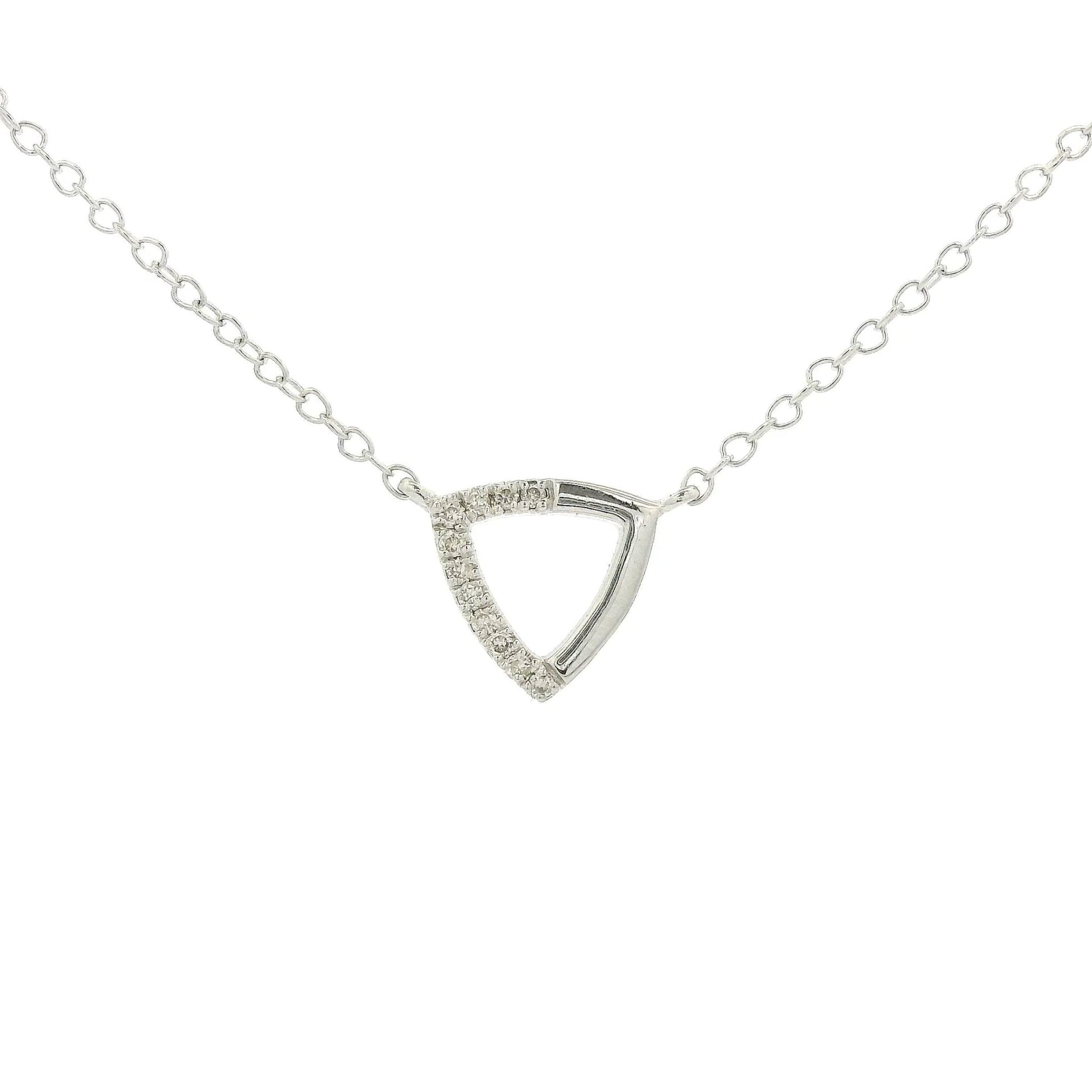 Half Diamond Set Triangle Pendant - Forever Rox Fine Jewelry