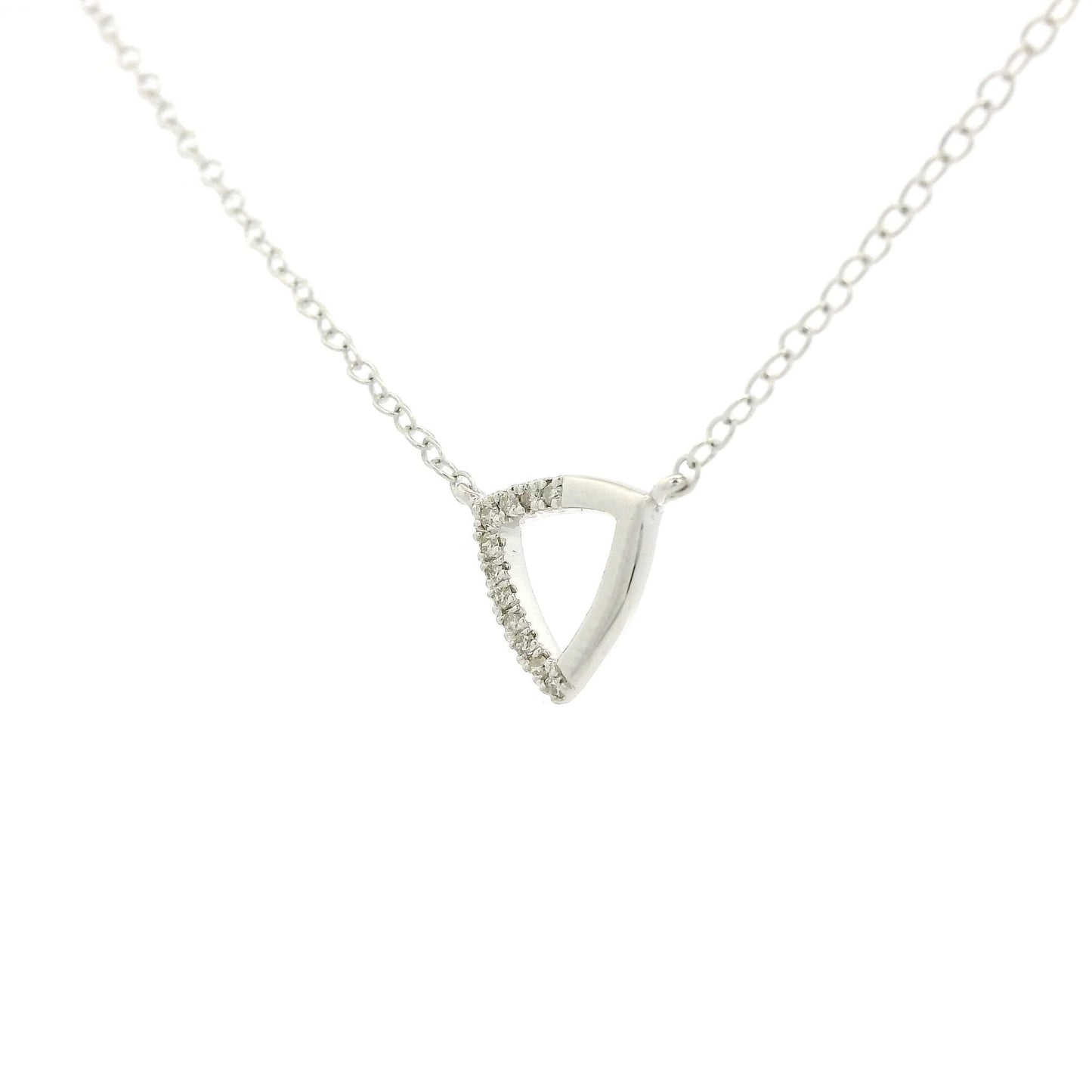 Half Diamond Set Triangle Pendant - Forever Rox Fine Jewelry
