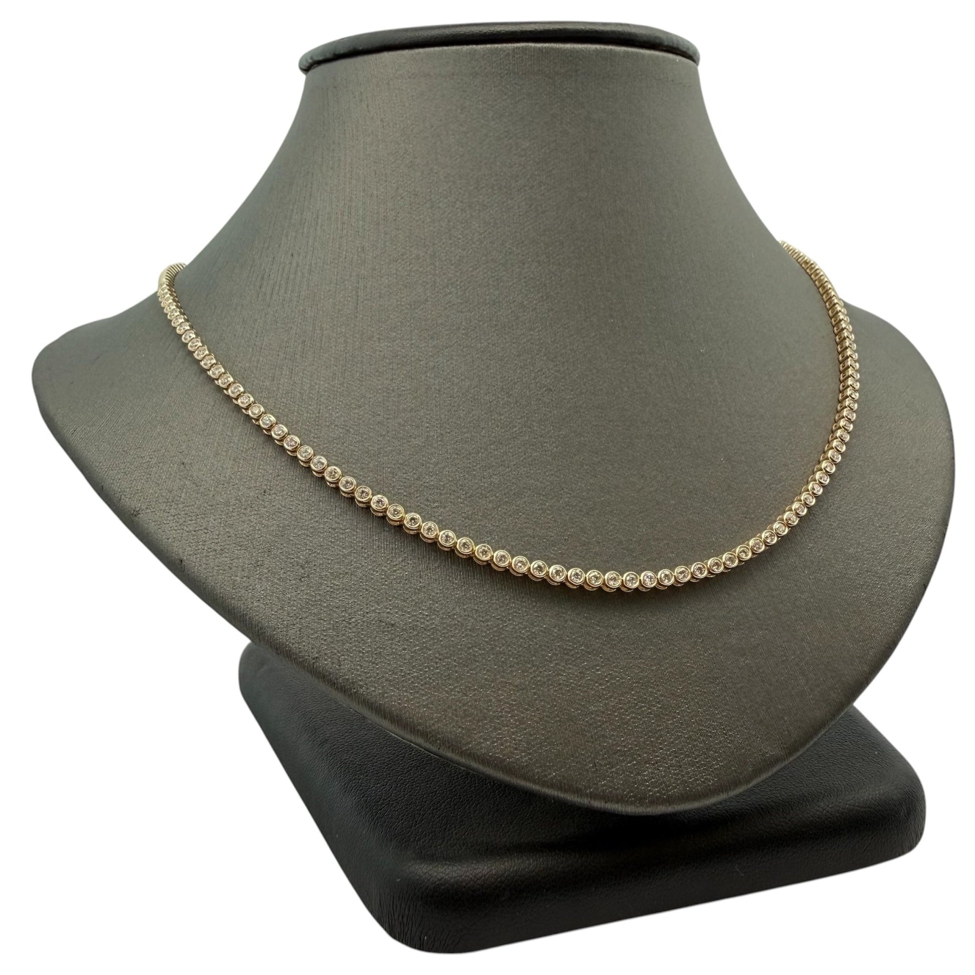 Half Way Around Bezel Set Diamond Tennis Necklace - Forever Rox Fine Jewelry