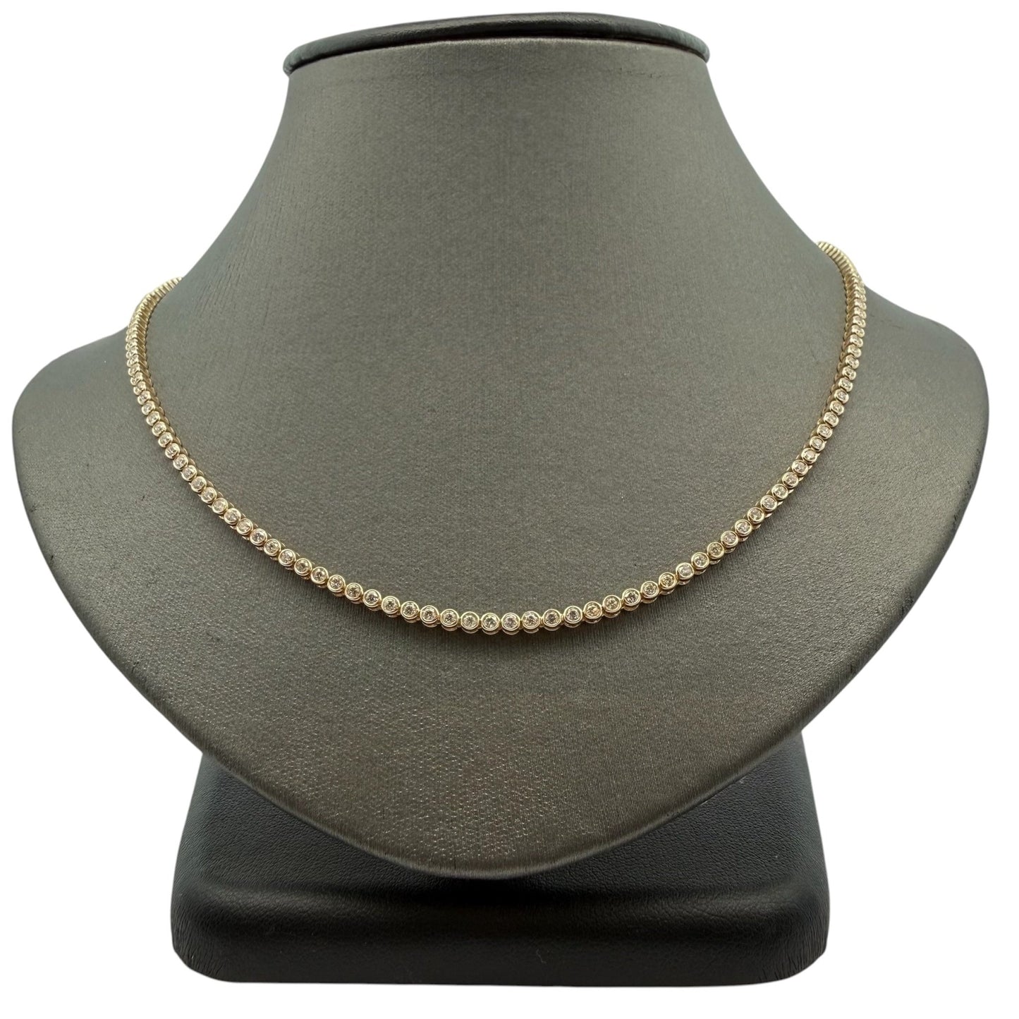 Half Way Around Bezel Set Diamond Tennis Necklace - Forever Rox Fine Jewelry