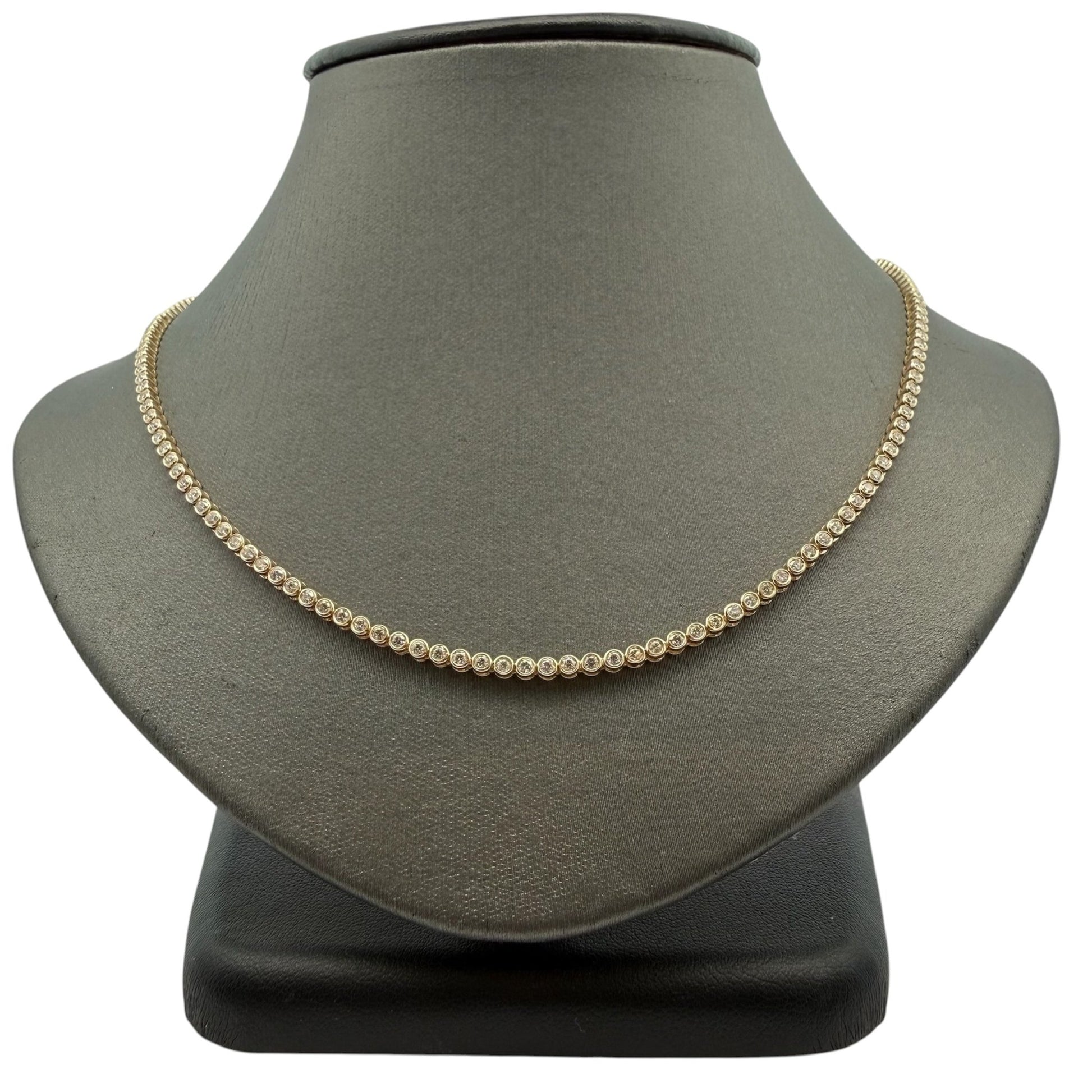 Half Way Around Bezel Set Diamond Tennis Necklace - Forever Rox Fine Jewelry