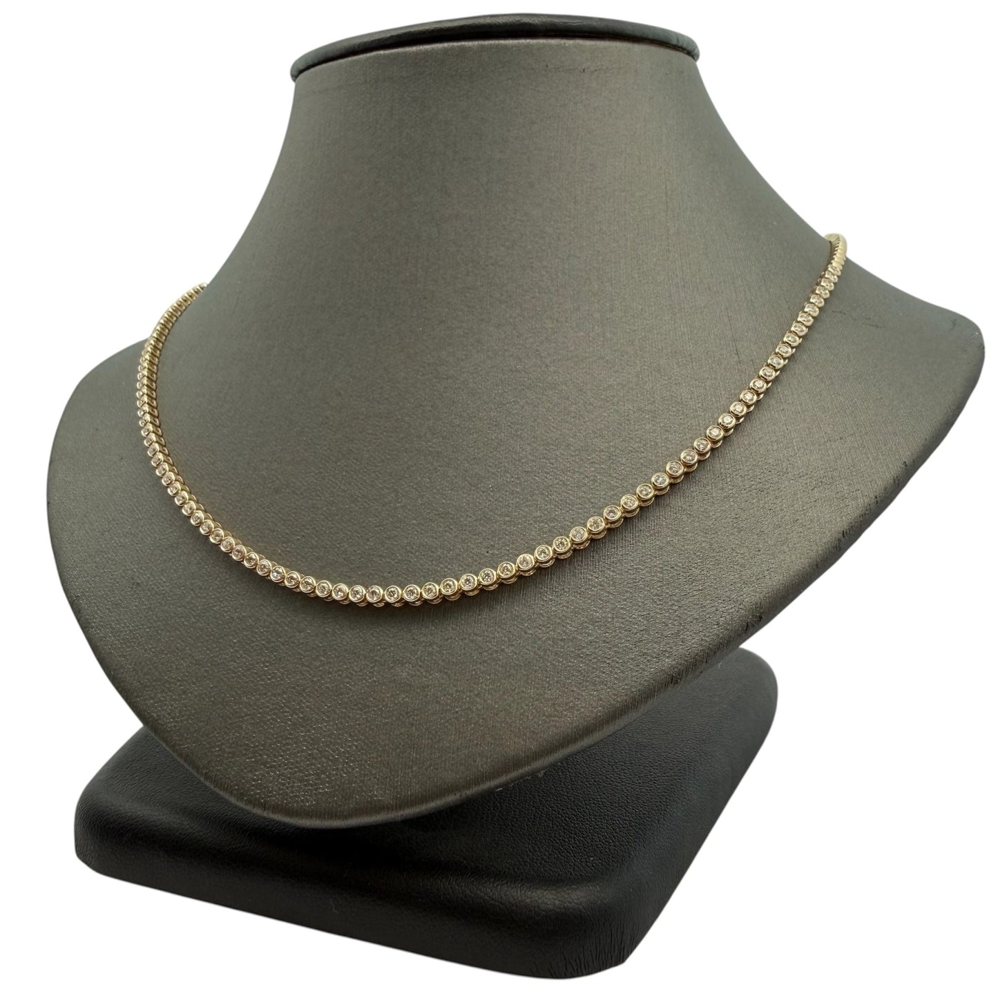Half Way Around Bezel Set Diamond Tennis Necklace - Forever Rox Fine Jewelry