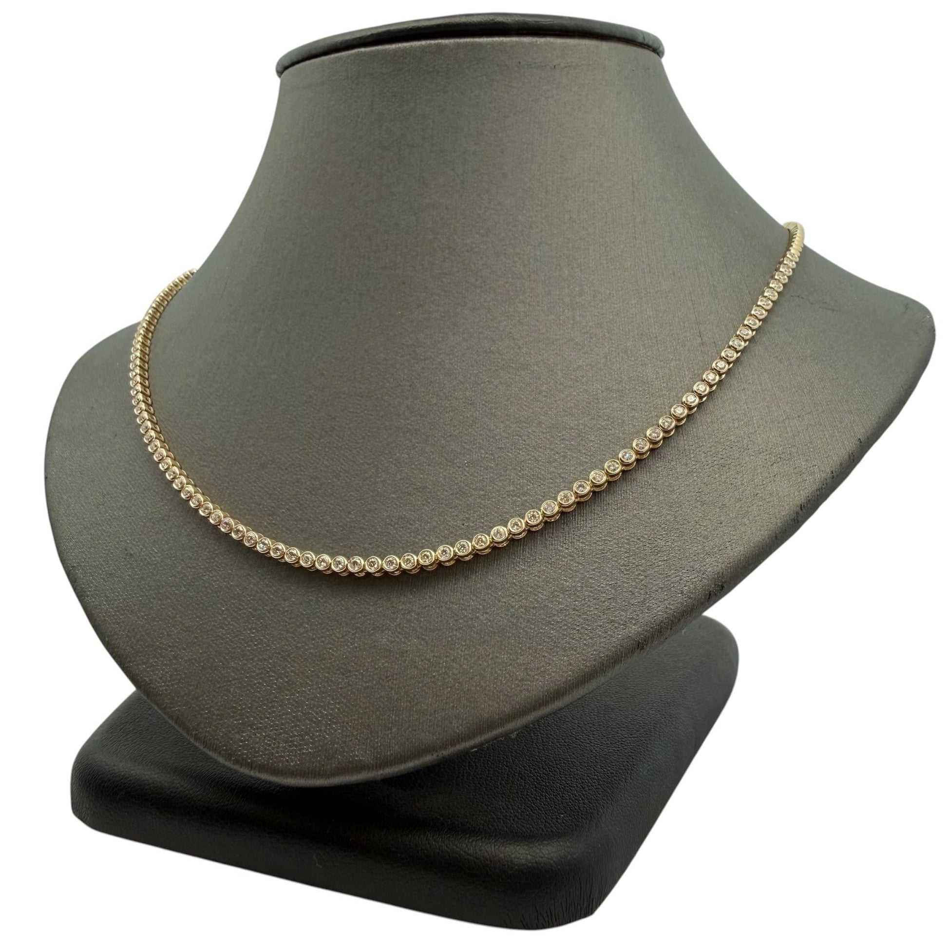 Half Way Around Bezel Set Diamond Tennis Necklace - Forever Rox Fine Jewelry