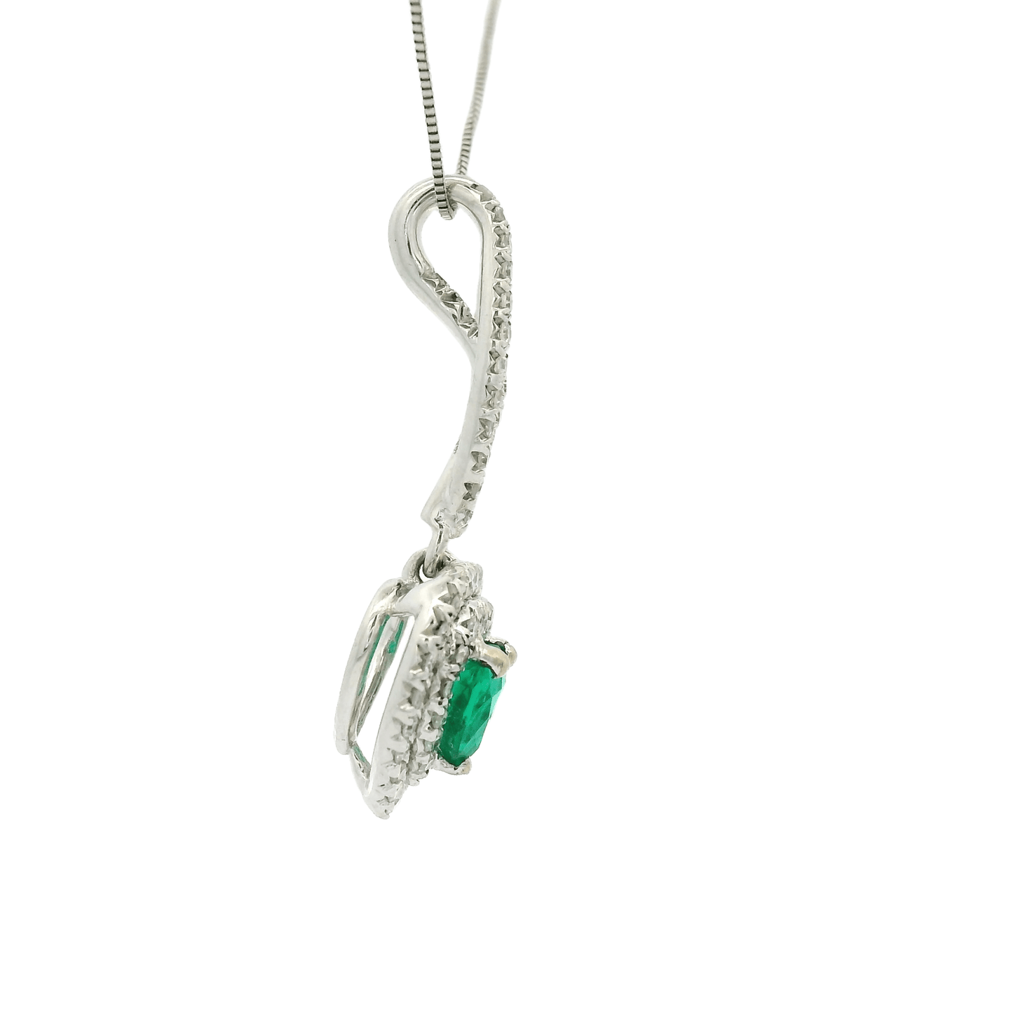 Heart Cut Emerald & Diamond Pendant - Forever Rox