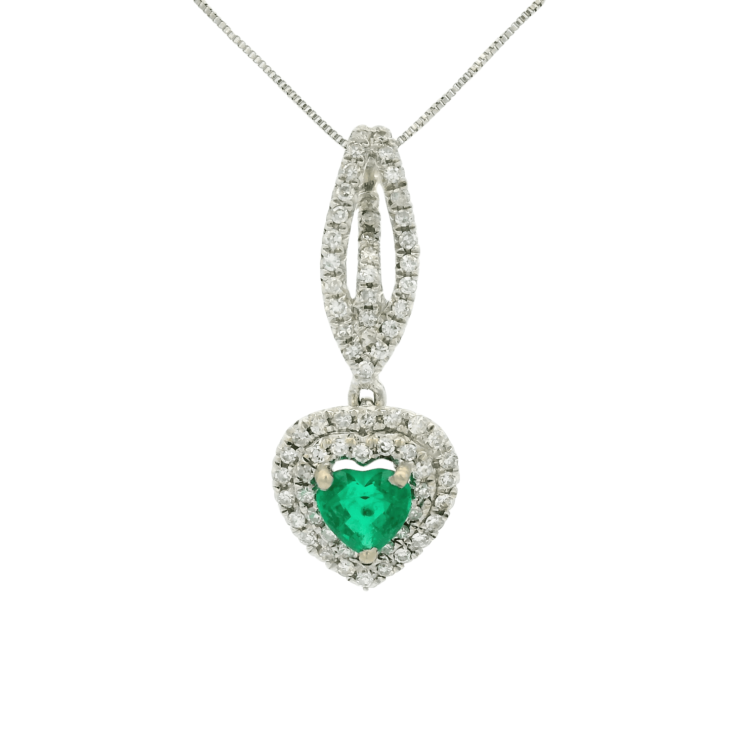 Heart Cut Emerald & Diamond Pendant - Forever Rox