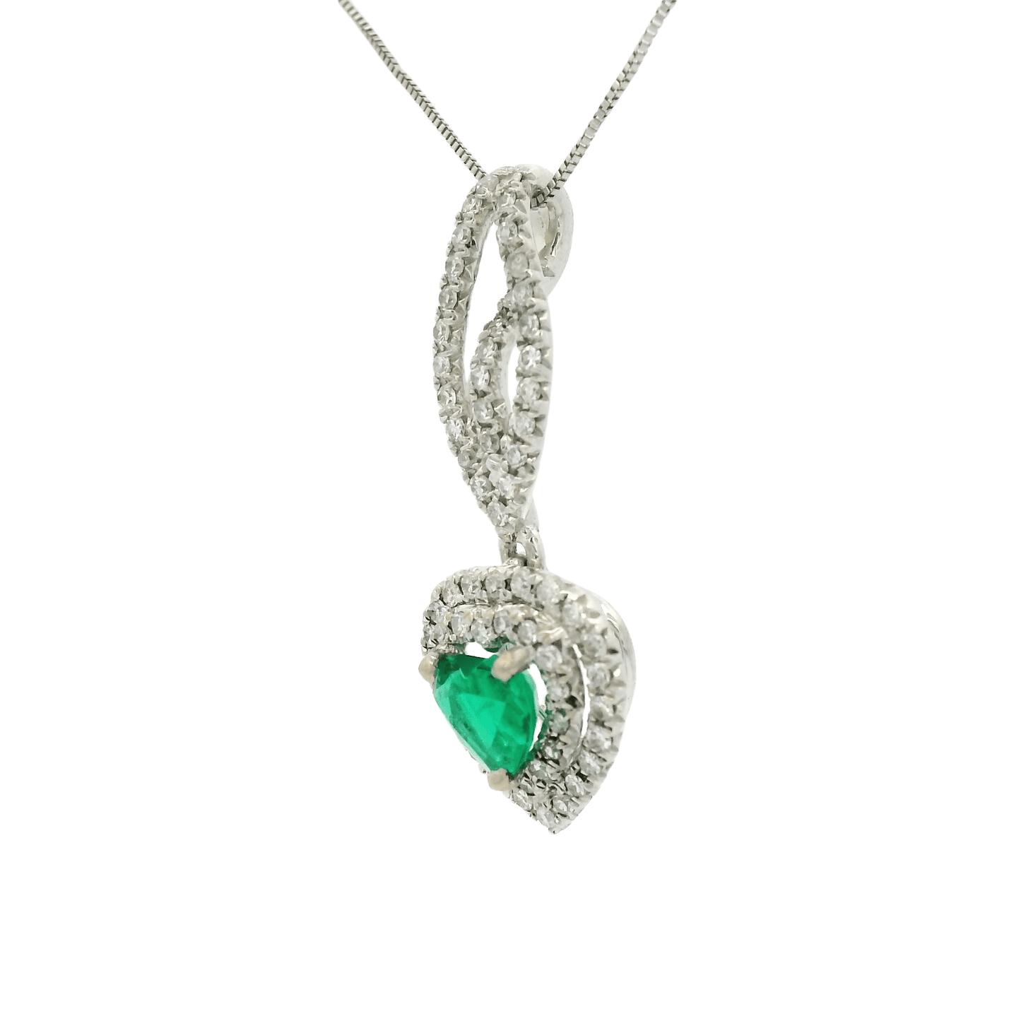 Heart Cut Emerald & Diamond Pendant - Forever Rox
