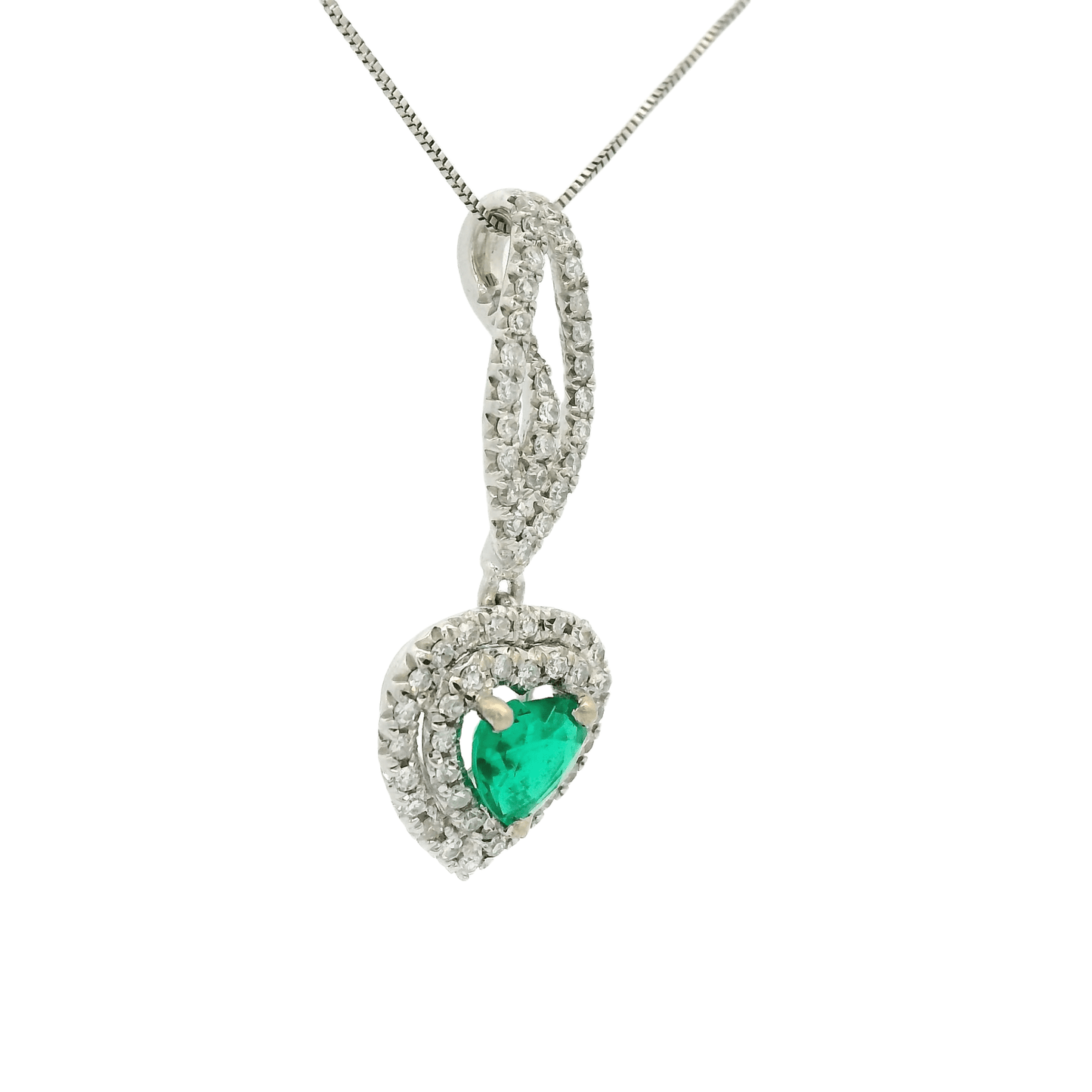 Heart Cut Emerald & Diamond Pendant - Forever Rox