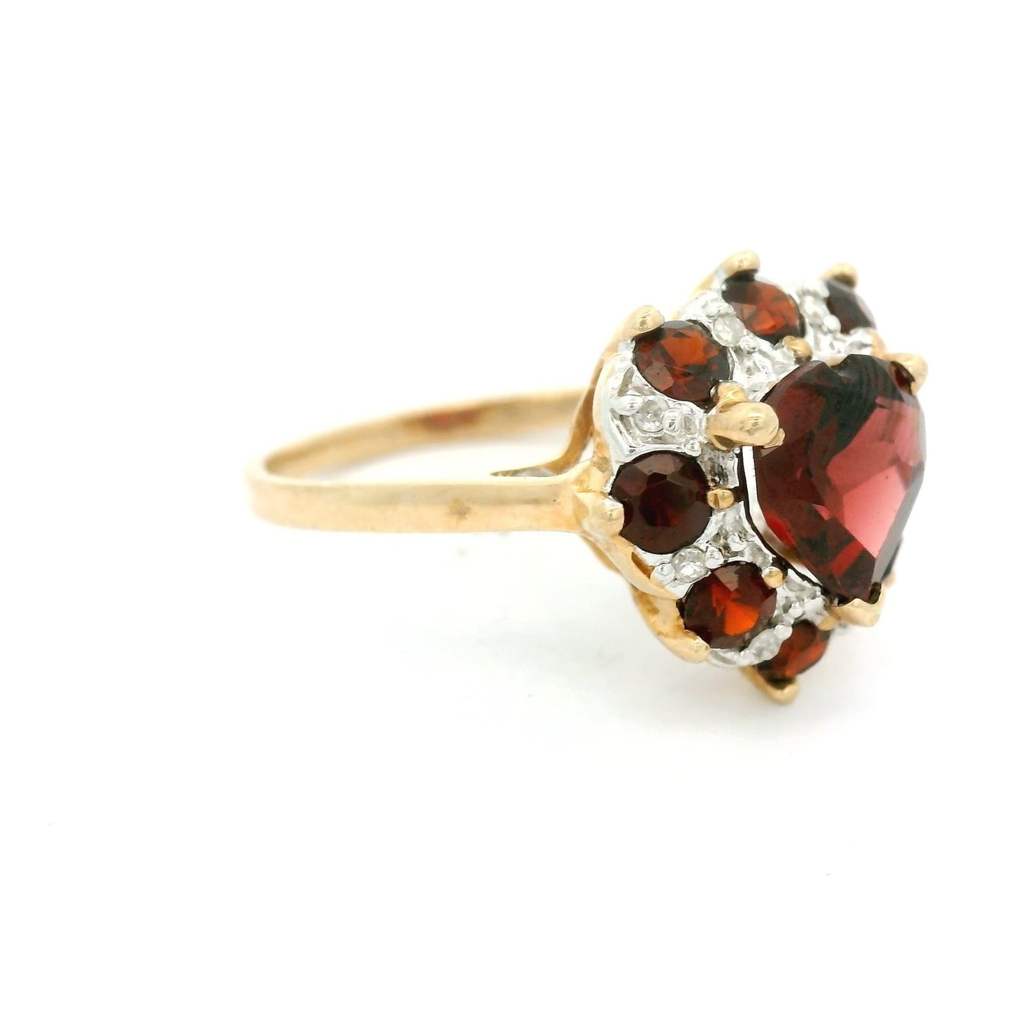 Heart Shape Garnet Ring with Diamonds - Forever Rox