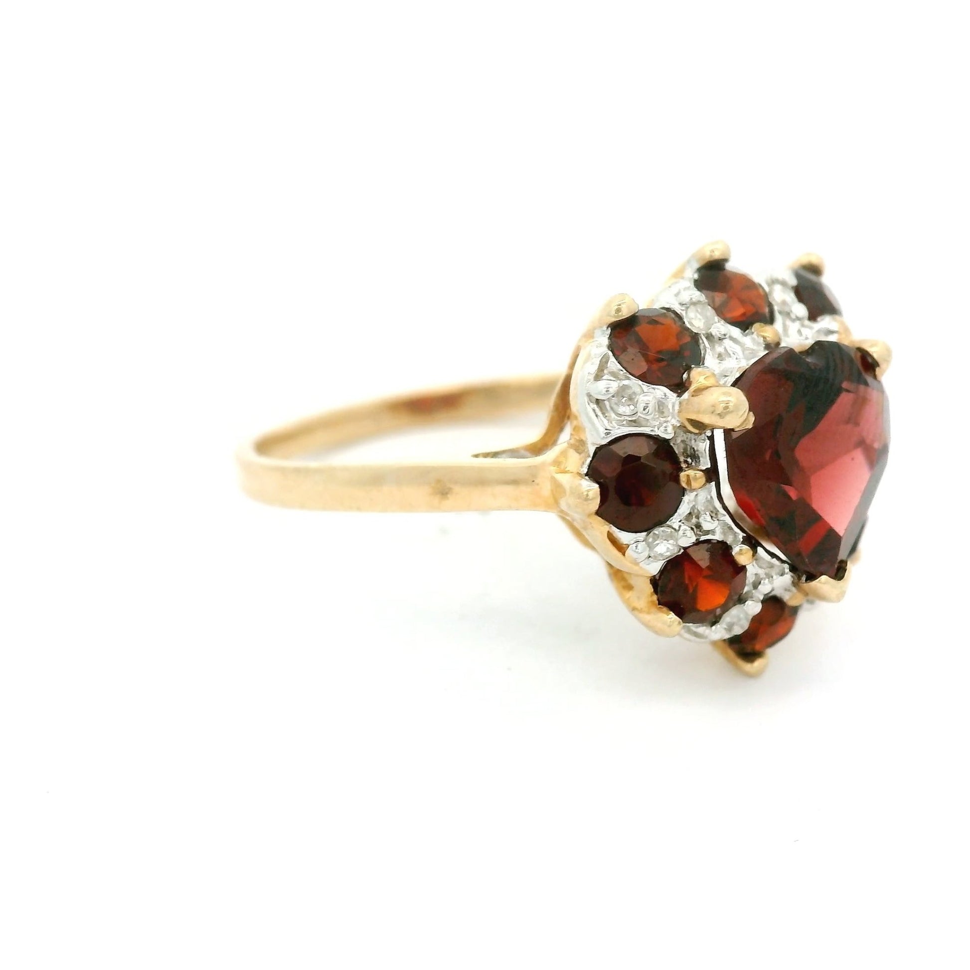 Heart Shape Garnet Ring with Diamonds - Forever Rox
