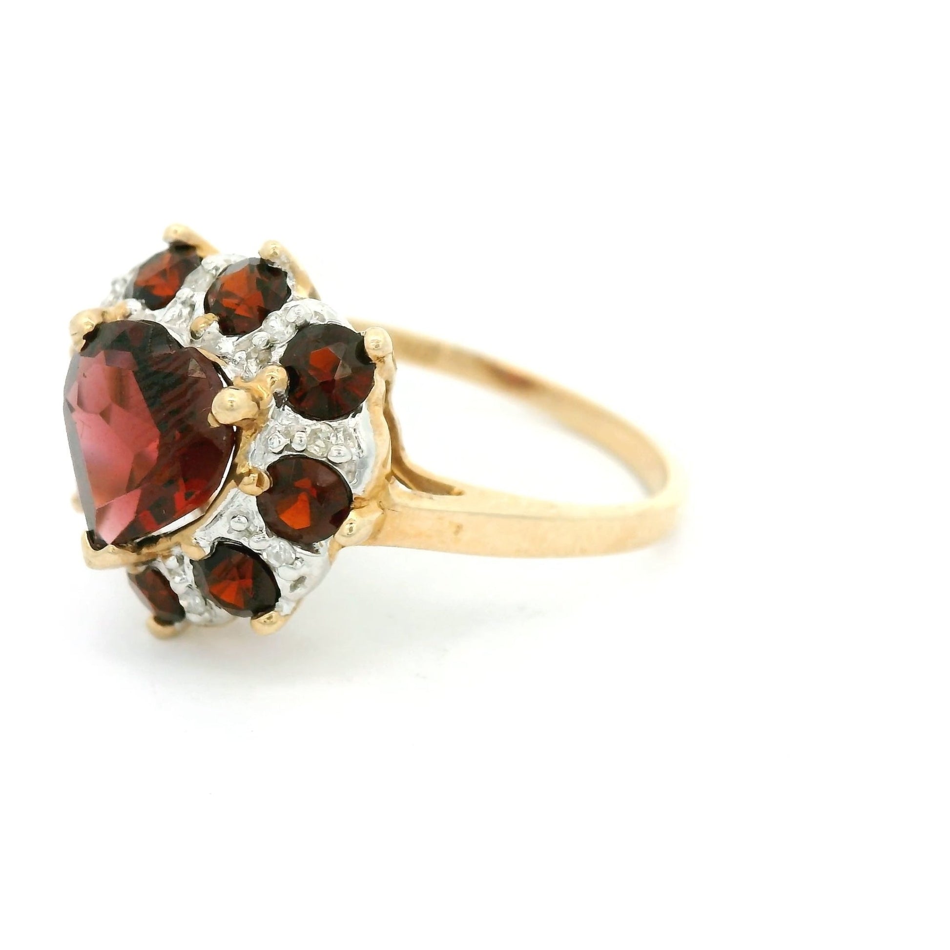 Heart Shape Garnet Ring with Diamonds - Forever Rox