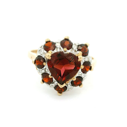 Heart Shape Garnet Ring with Diamonds - Forever Rox