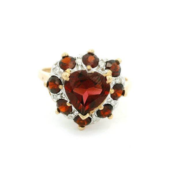 Heart Shape Garnet Ring with Diamonds - Forever Rox