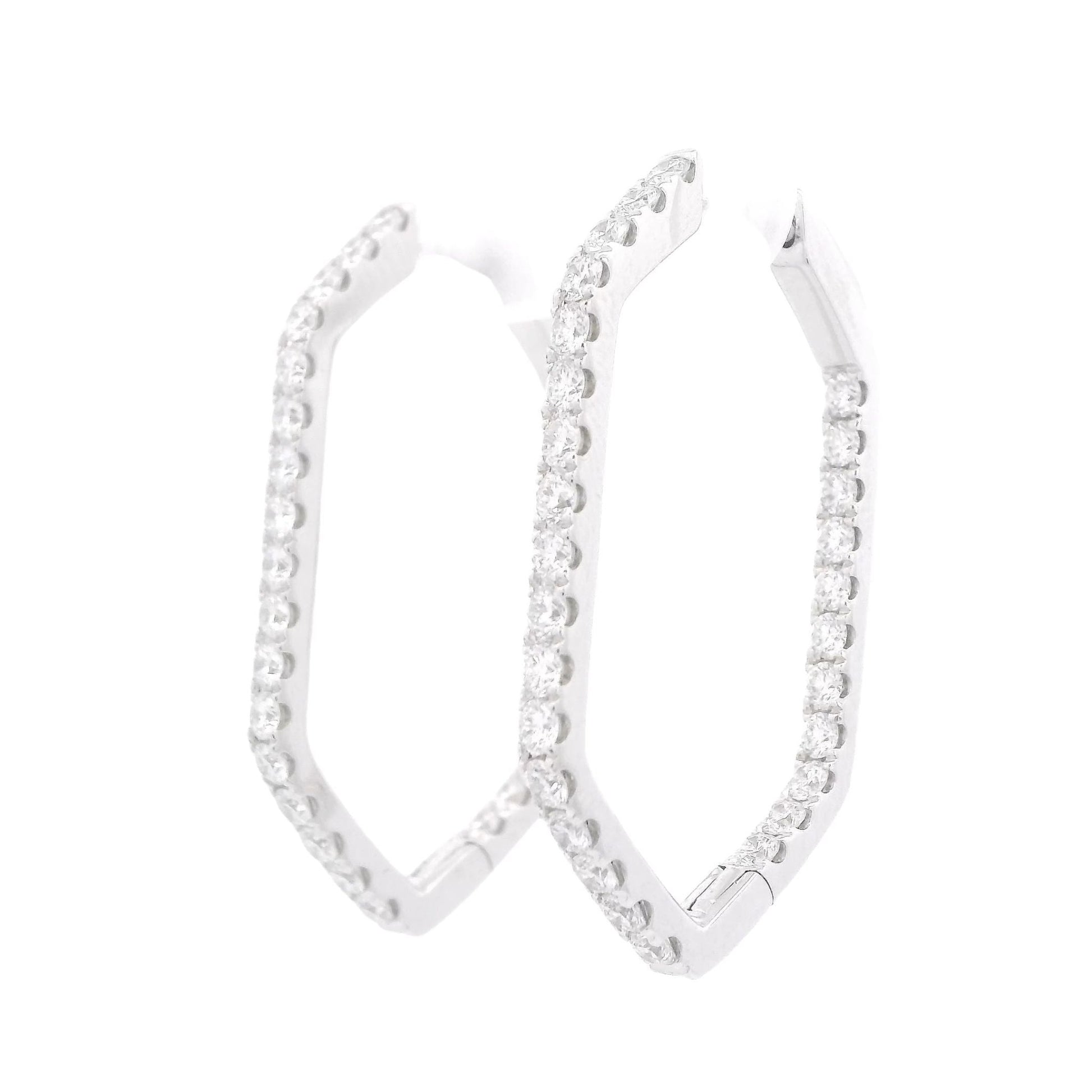 Hexagon Diamond Hoops - Forever Rox