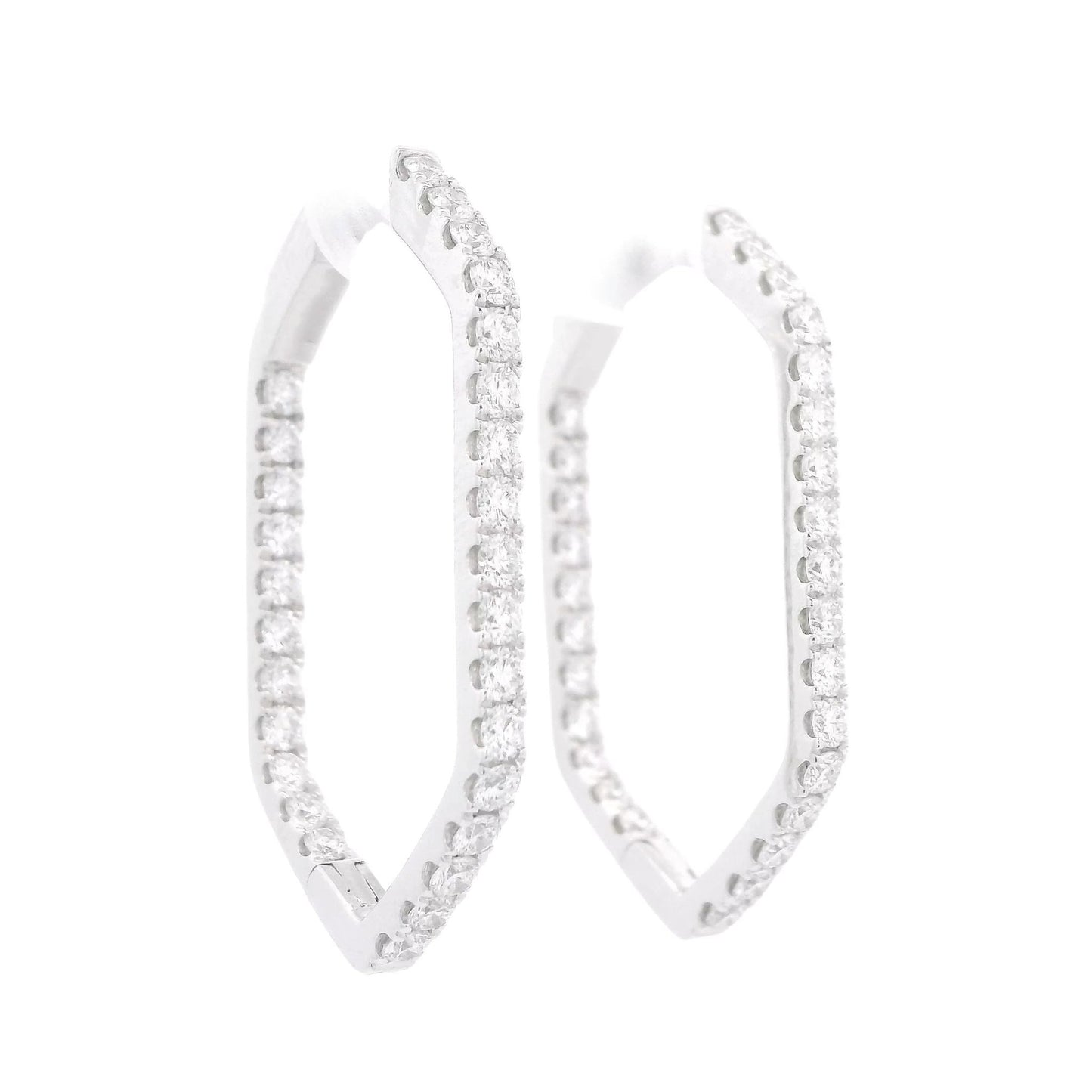 Hexagon Diamond Hoops - Forever Rox