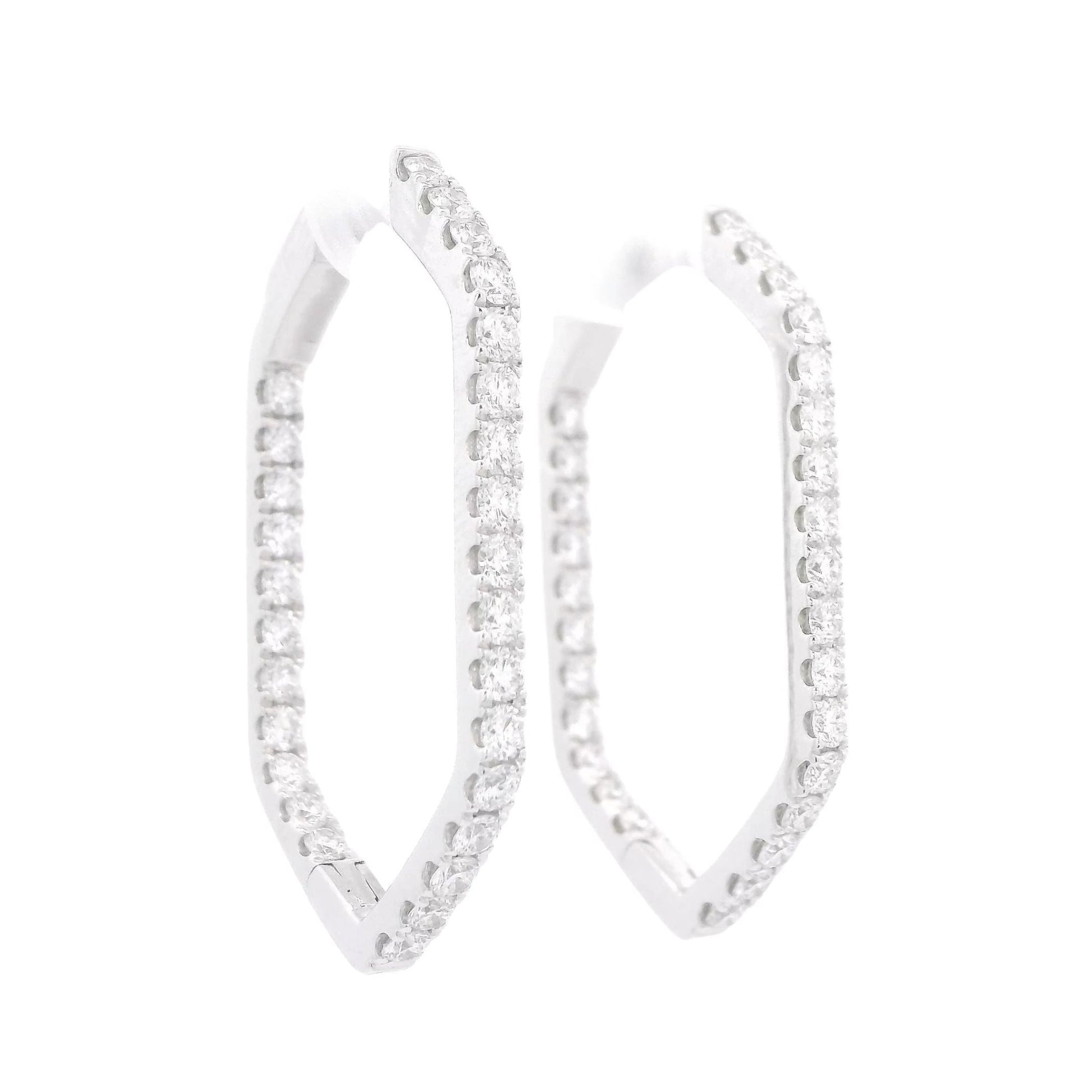 Hexagon Diamond Hoops - Forever Rox