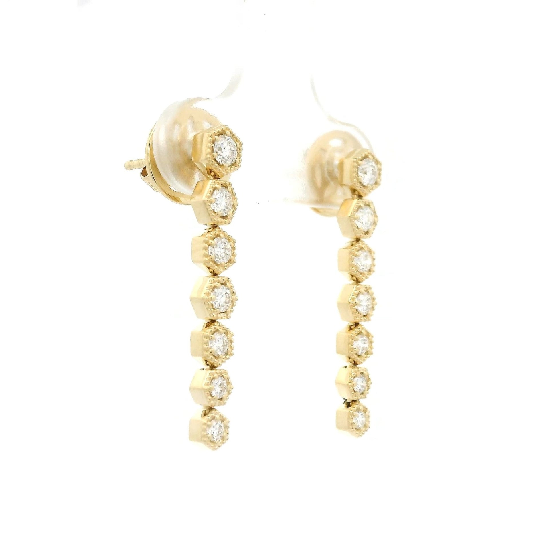 Hexagon Milgrain Bezel Diamond Dangles - Forever Rox