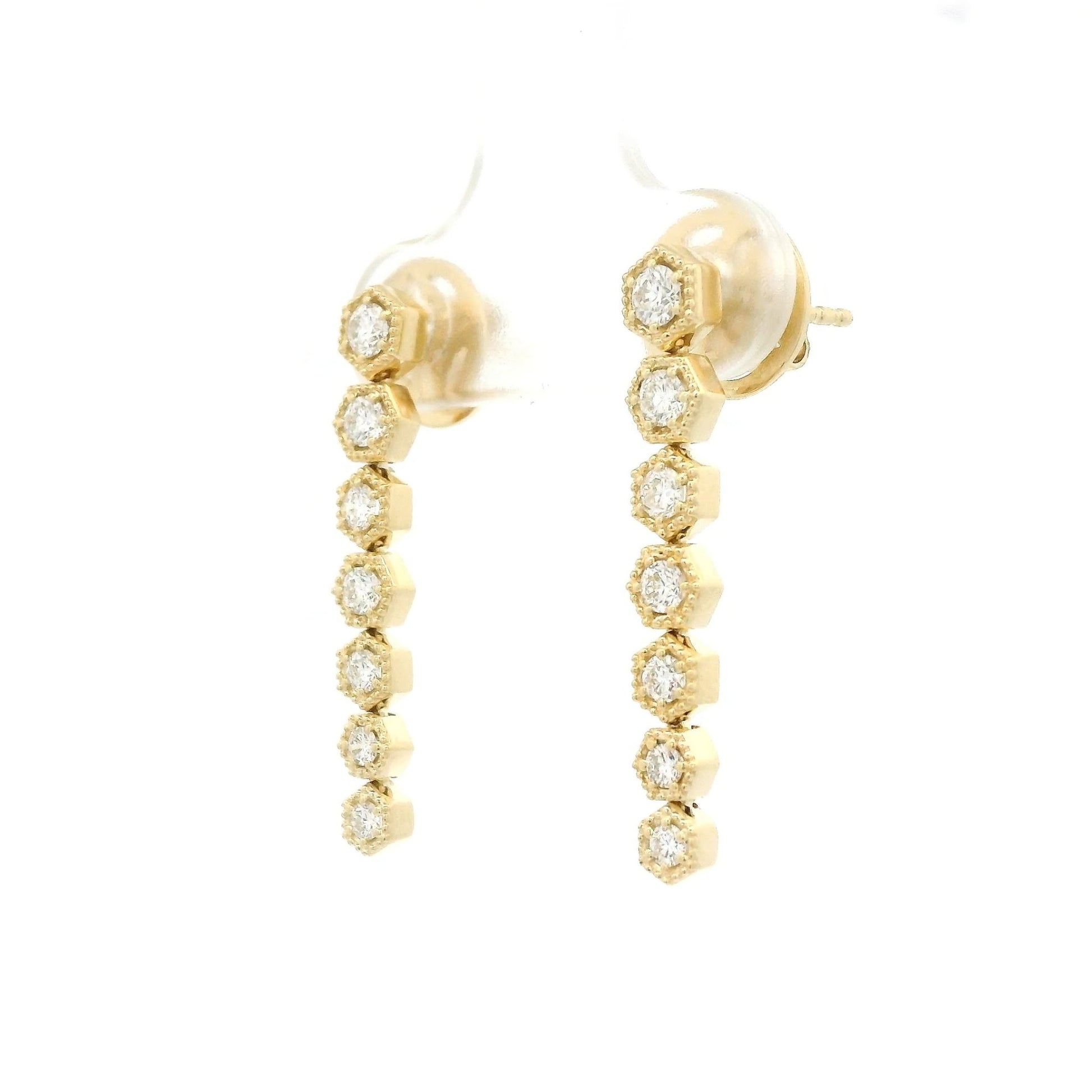 Hexagon Milgrain Bezel Diamond Dangles - Forever Rox