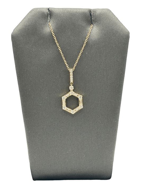 Hexagon Pendant With Baguette & Round Cut Diamonds - Forever Rox