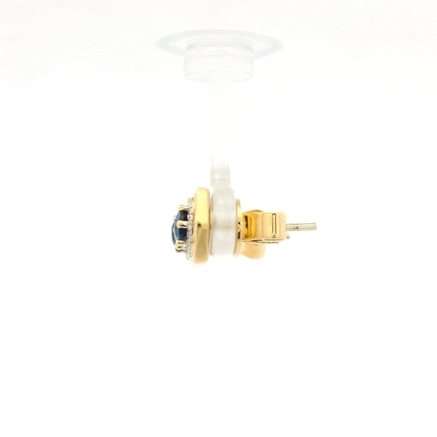 Hexagon Shape Blue Sapphire Studs With Diamond Halo - Forever Rox Fine Jewelry