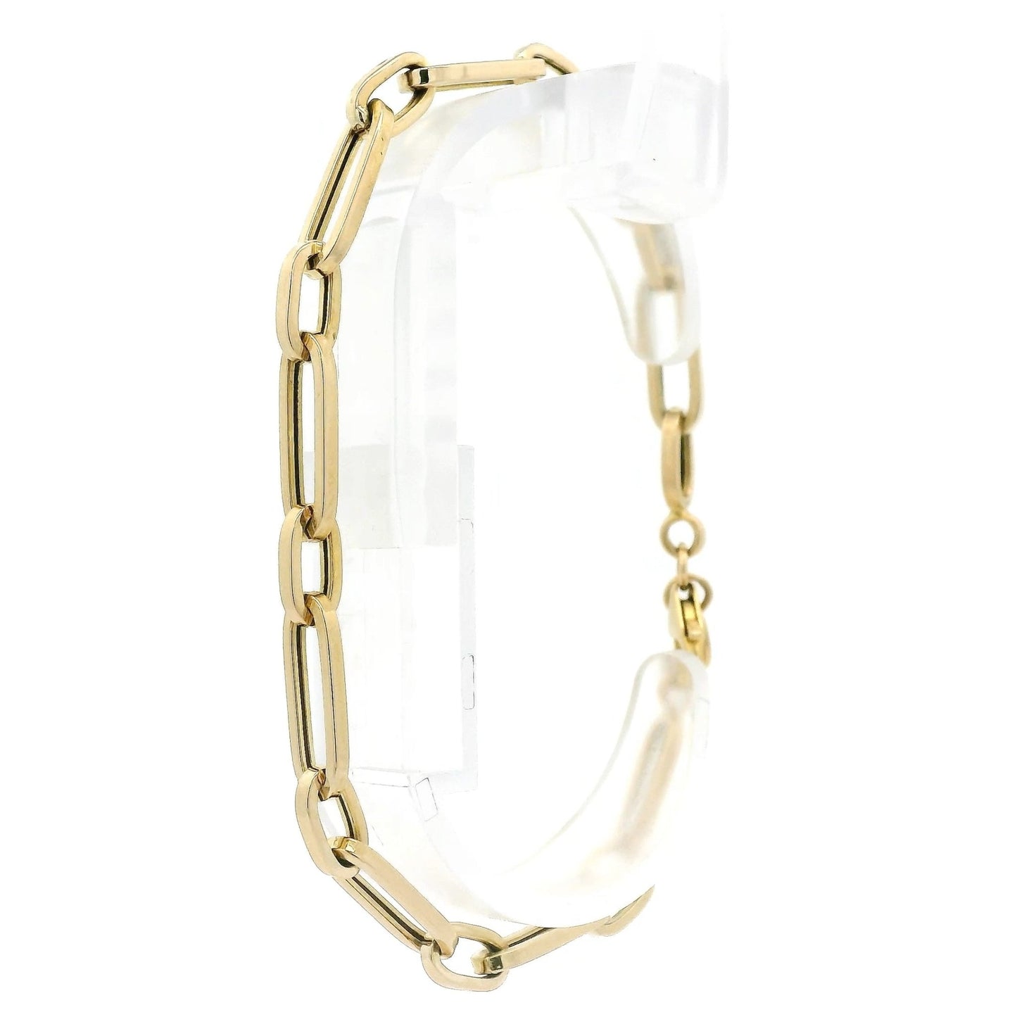 Hollow 14k Yellow Gold Paperclip Link Bracelet - Forever Rox