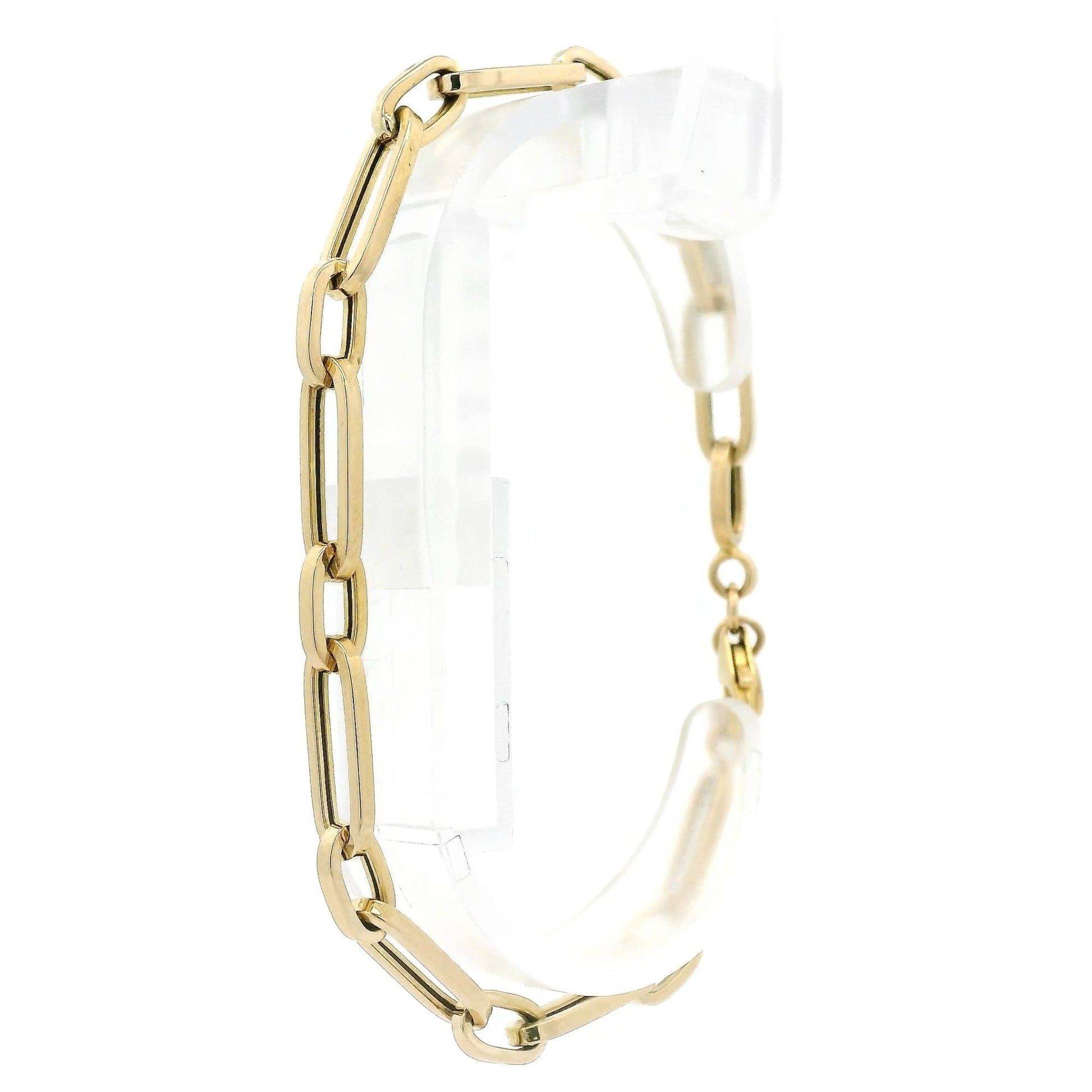 Hollow 14k Yellow Gold Paperclip Link Bracelet - Forever Rox