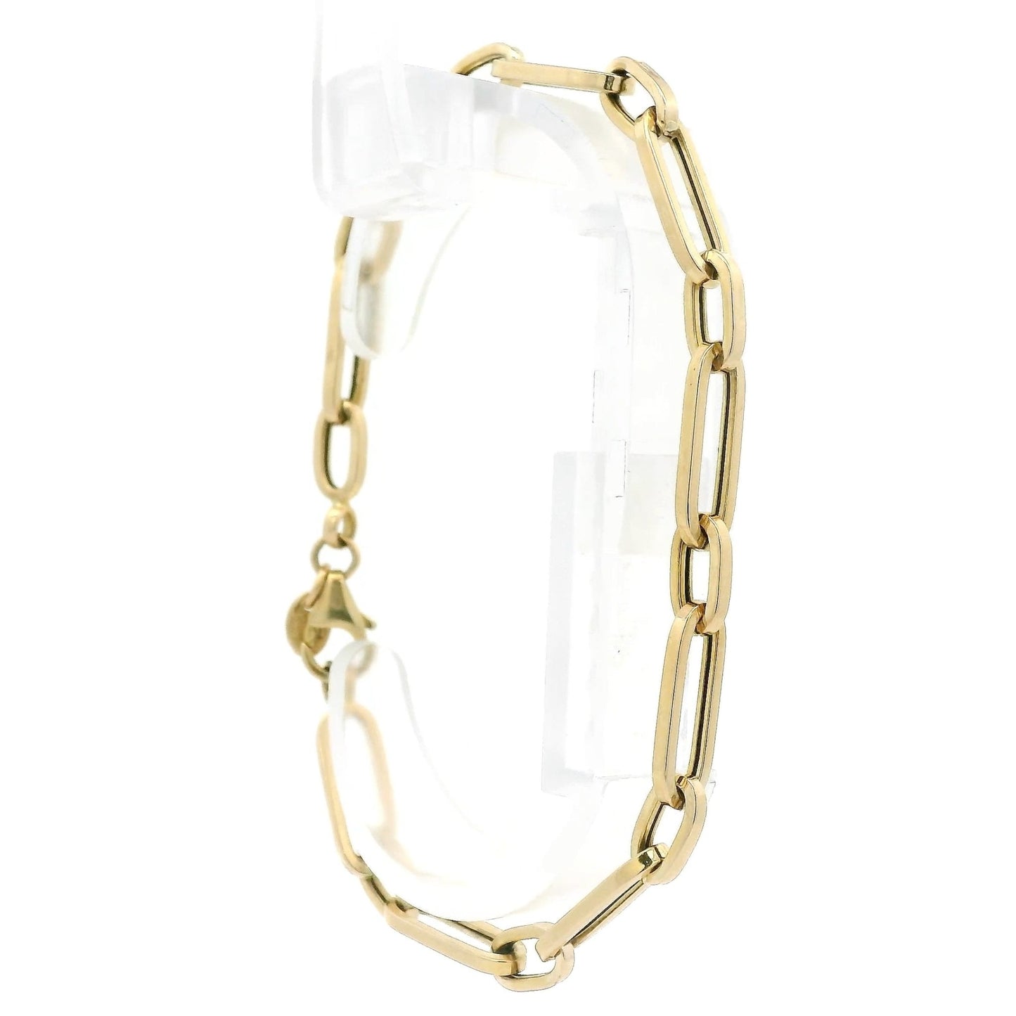 Hollow 14k Yellow Gold Paperclip Link Bracelet - Forever Rox