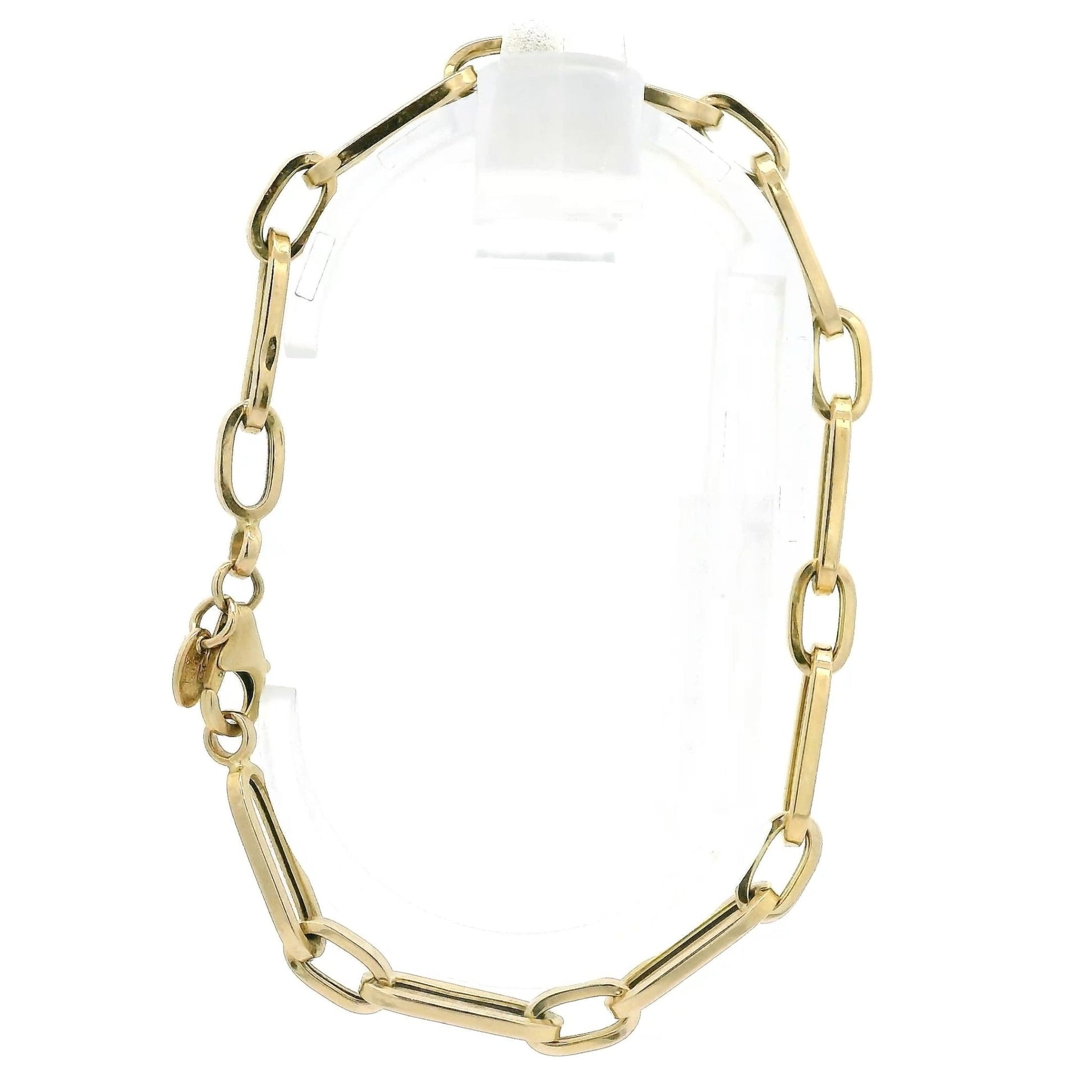Hollow 14k Yellow Gold Paperclip Link Bracelet - Forever Rox