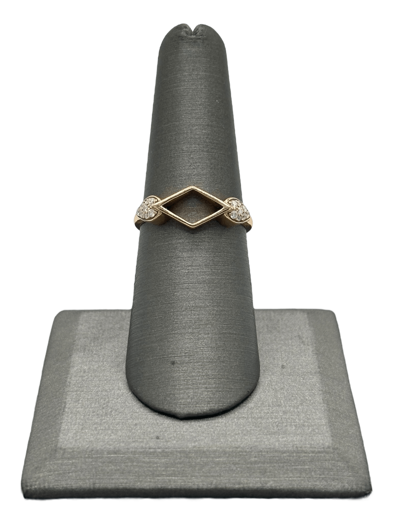Hollow Diamond Shape Ring With Diamonds - Forever Rox
