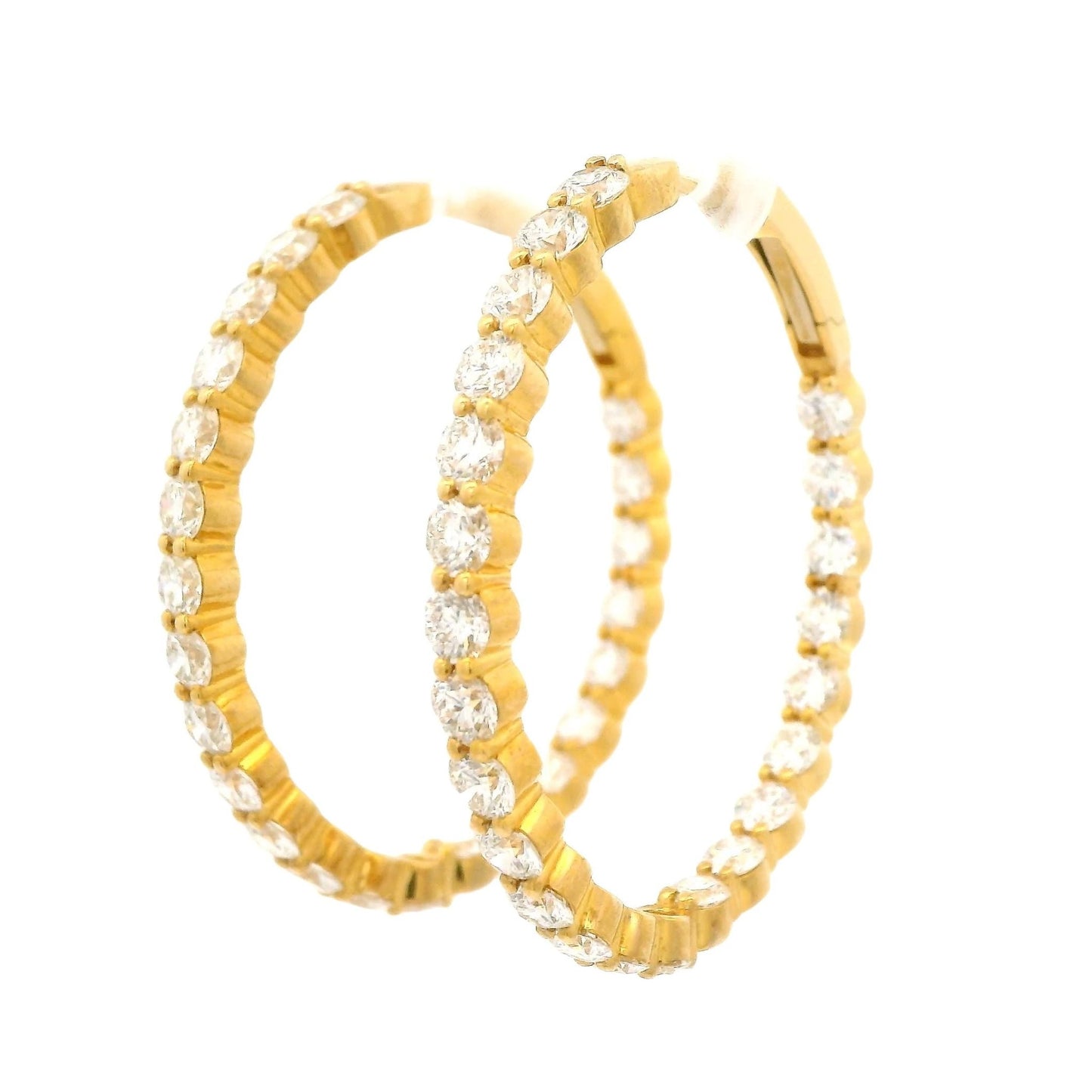 Innie Outie Yellow Gold Diamond Oval Hoops - Forever Rox