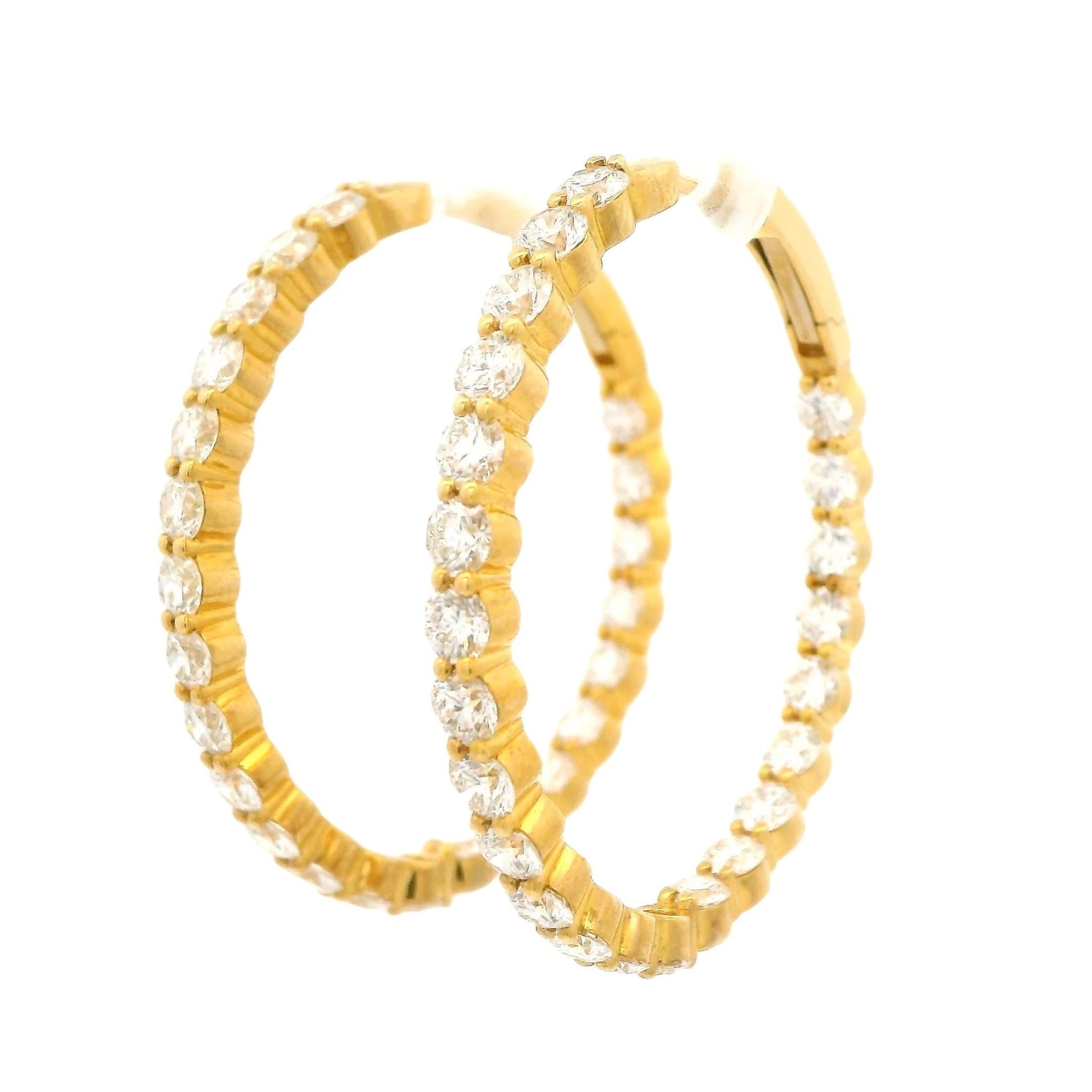 Innie Outie Yellow Gold Diamond Oval Hoops - Forever Rox