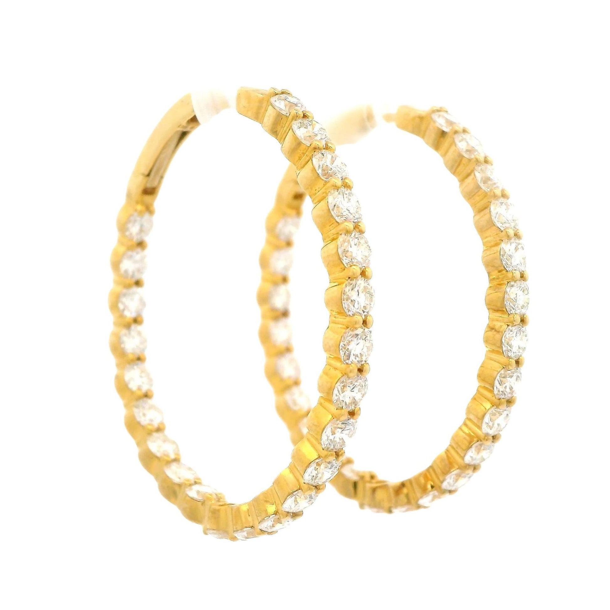 Innie Outie Yellow Gold Diamond Oval Hoops - Forever Rox