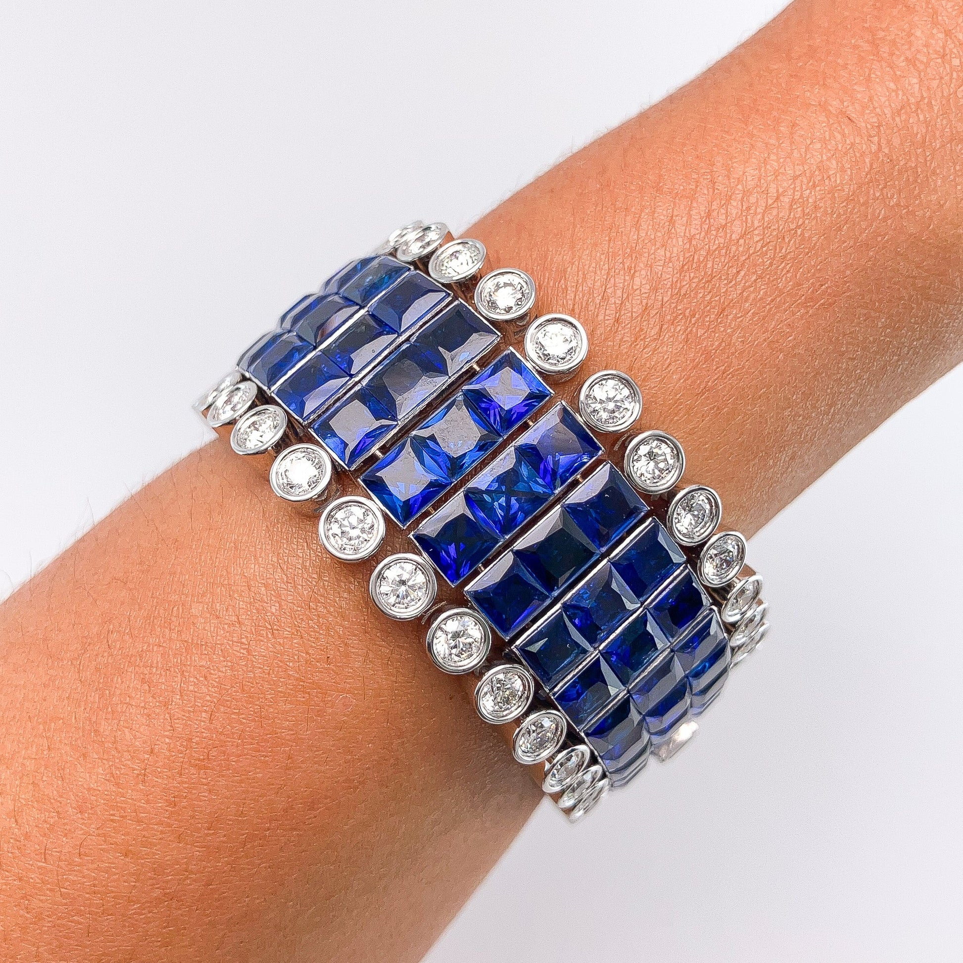Invisible Set Sapphire & Diamond Bracelet, 18k º - Forever Rox
