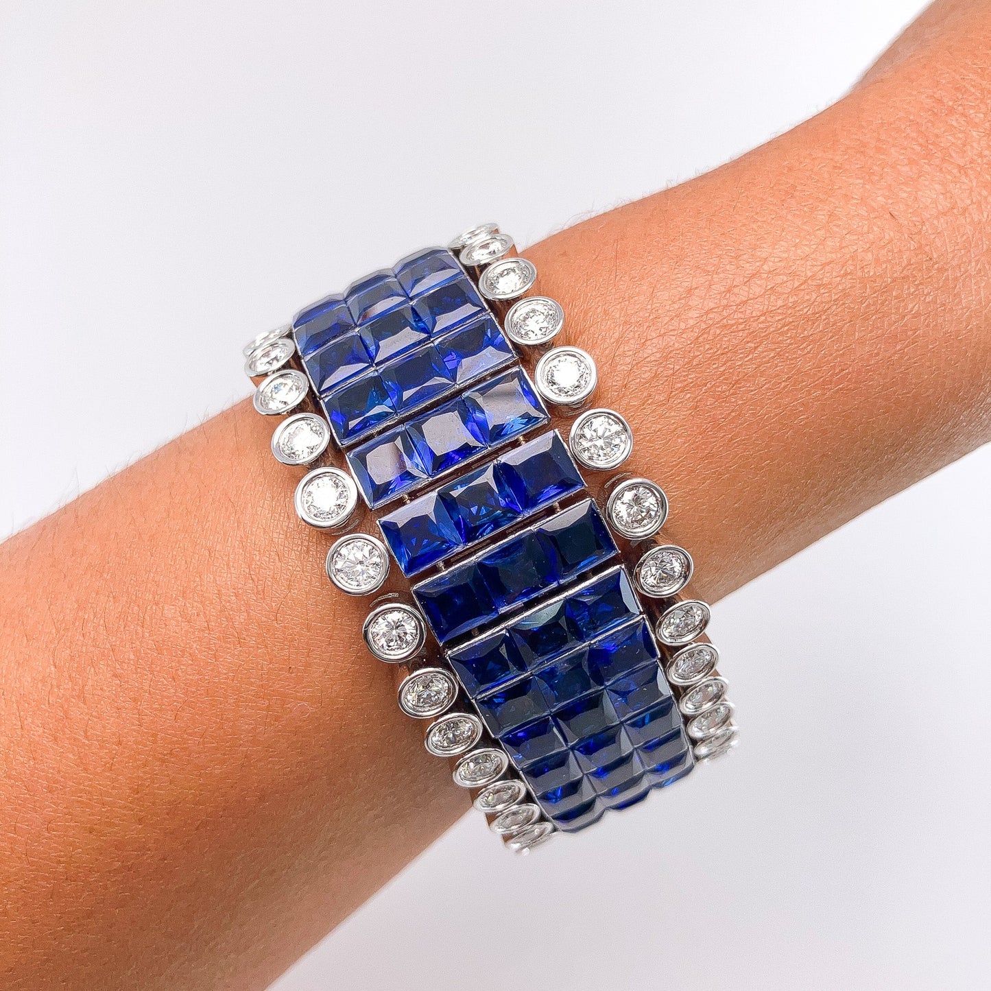 Invisible Set Sapphire & Diamond Bracelet, 18k º - Forever Rox