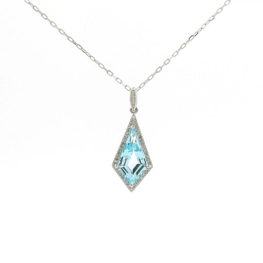 Kite Cut Blue Topaz & Diamond Pendant - Forever Rox Fine Jewelry