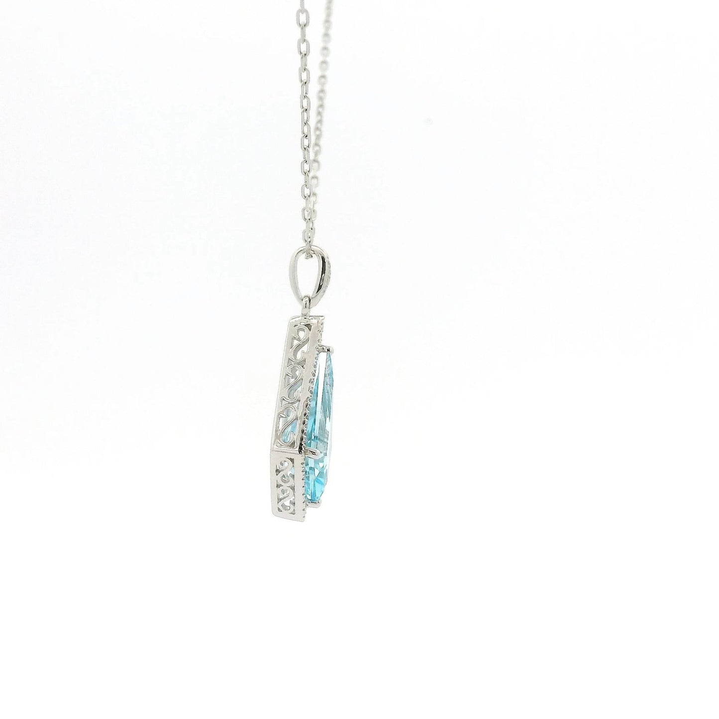 Kite Cut Blue Topaz & Diamond Pendant - Forever Rox Fine Jewelry