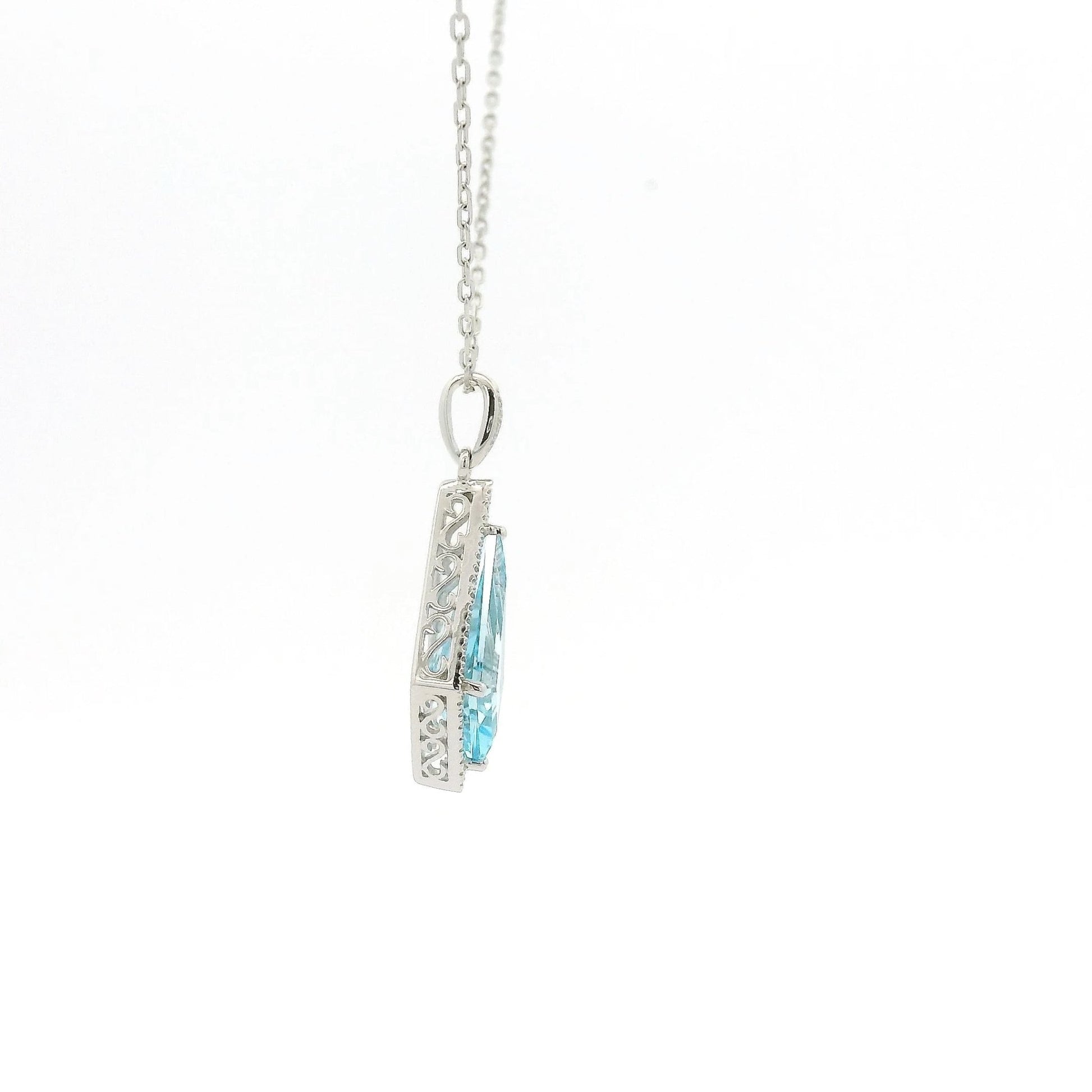 Kite Cut Blue Topaz & Diamond Pendant - Forever Rox Fine Jewelry