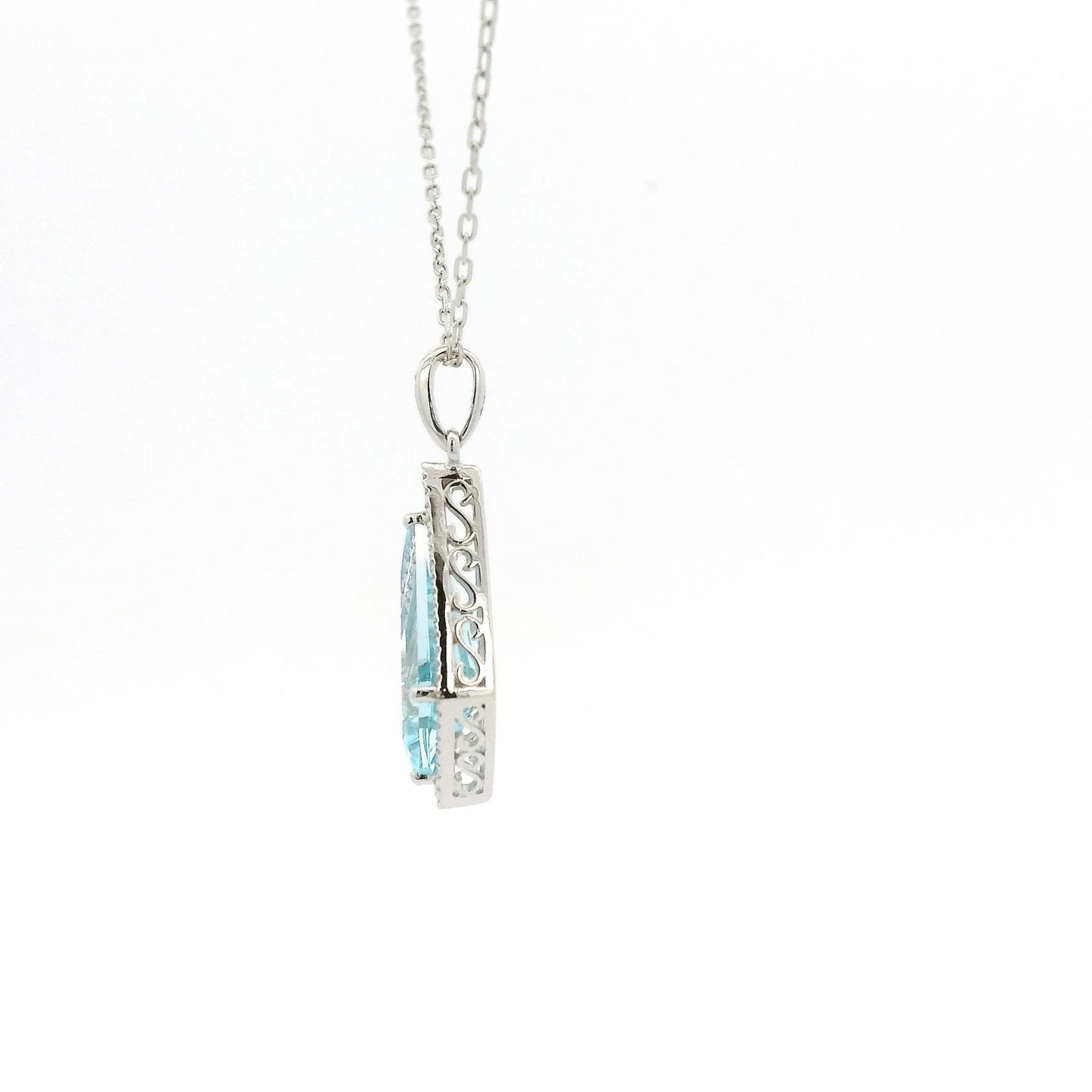 Kite Cut Blue Topaz & Diamond Pendant - Forever Rox Fine Jewelry